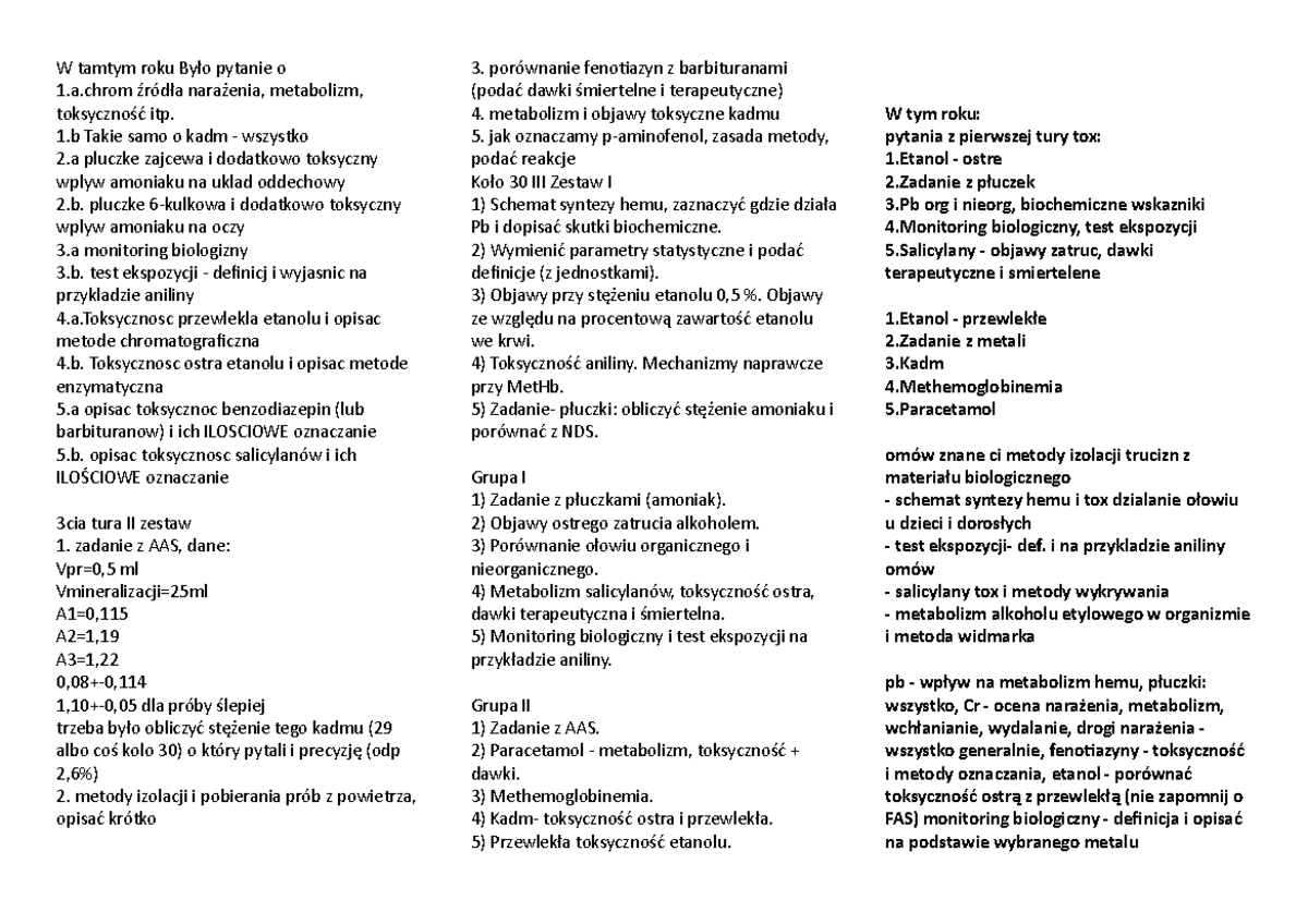 Pytania z 2018 i 2019 roku - W tamtym roku Było pytanie o 1.a źródła