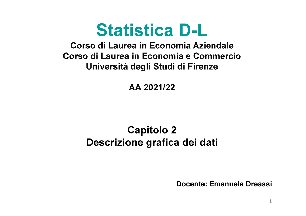 Slide Capitolo 2 Tabelle E Grafici Statistica - Statistica D-L Corso Di ...