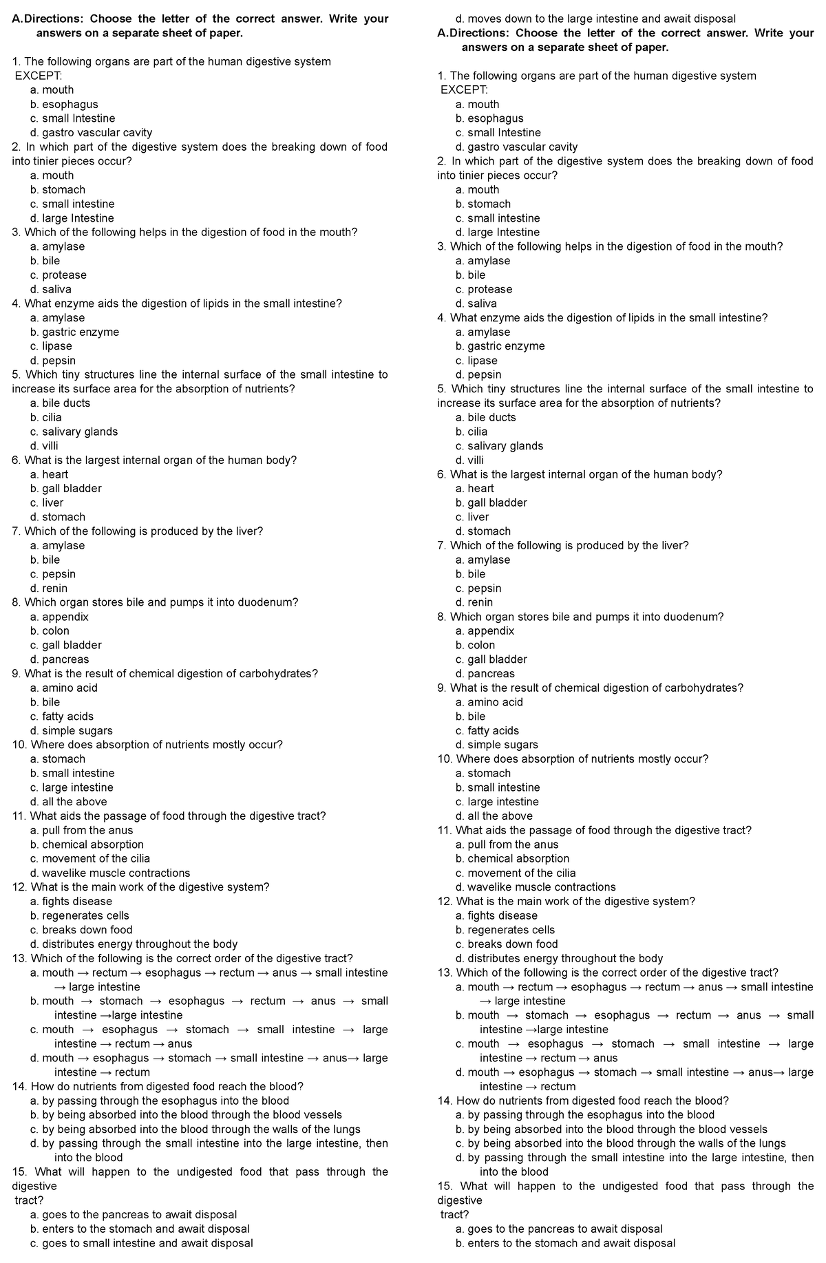 Quiz - Lecture - A: Choose The Letter Of The Correct Answer. Write Your ...