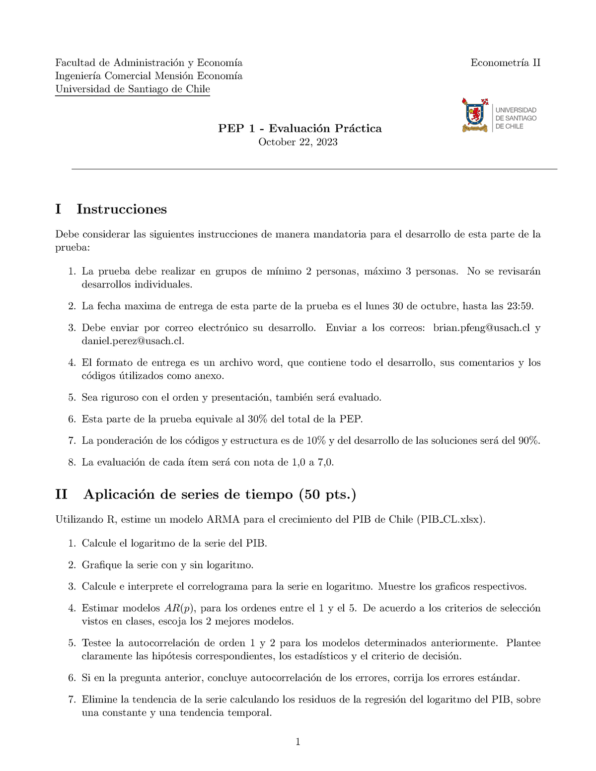 PEP 01 Econometría II 2023 Parte Practica - Facultad De Administraci ...