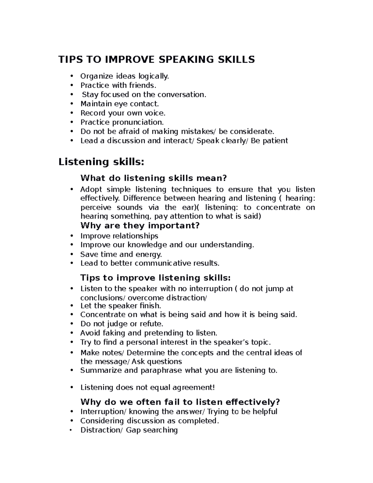 TIPS TO Improve Speaking Skills and listening skills - TIPS TO IMPROVE ...