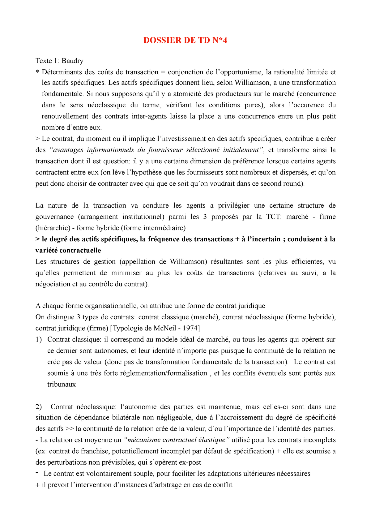 TD 4 - TD Works - DOSSIER DE TD N* Texte 1: Baudry Déterminants Des ...