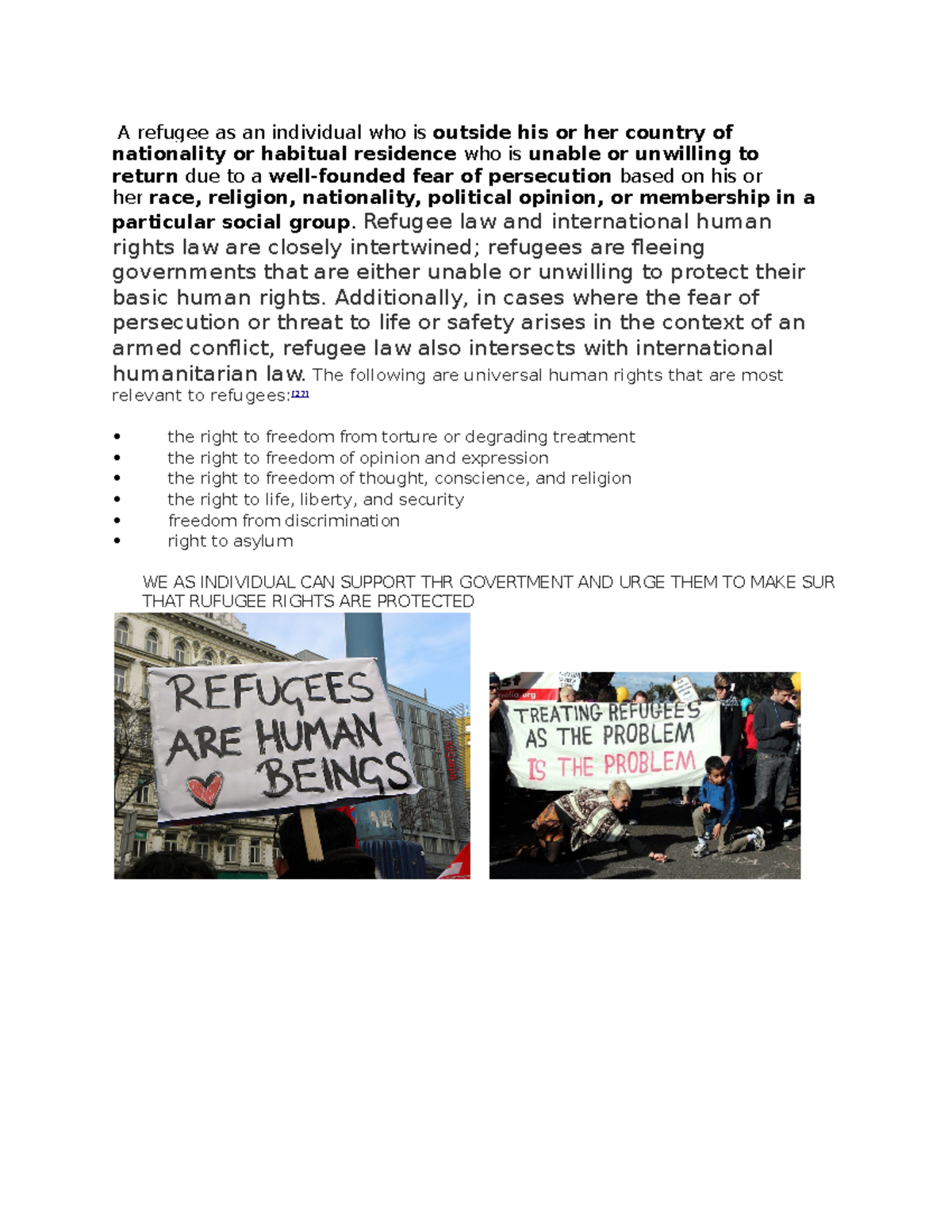 Refugee Rights-2 - rufugee - A refugee as an individual who is outside ...