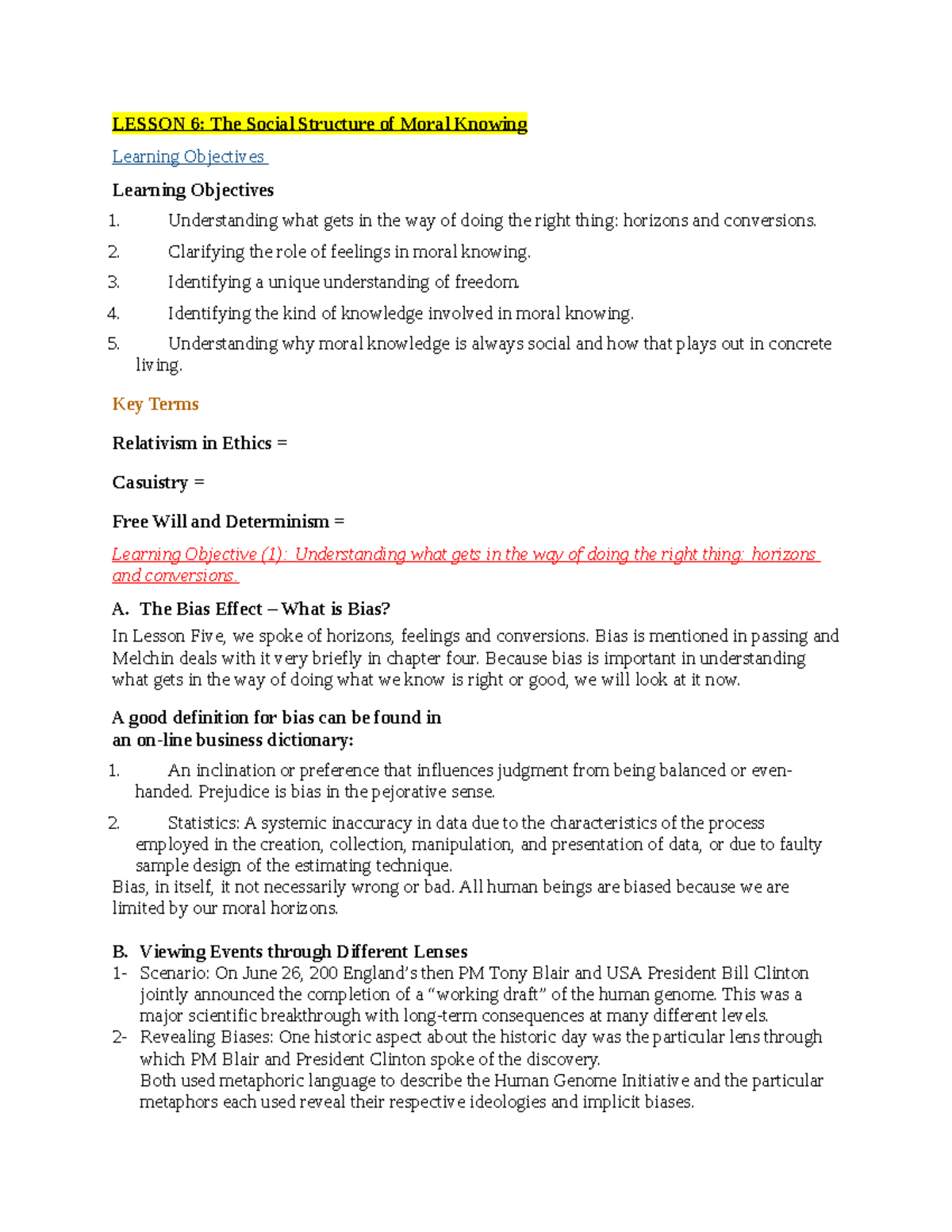 THEO204 Lesson 6 - Very good - LESSON 6: The Social Structure of Moral ...
