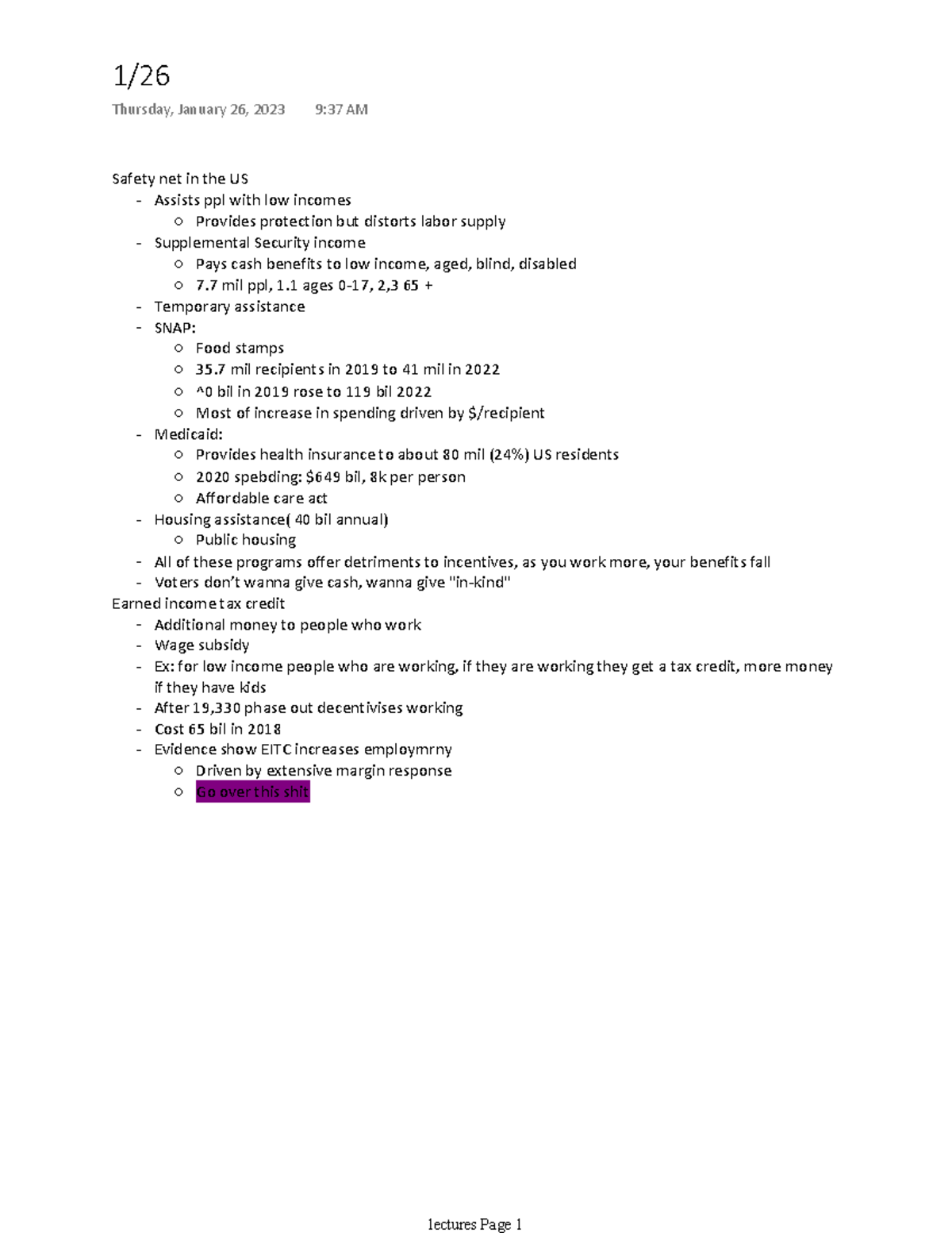 Lecture 6 econ Talks about the safety net in the US, called automatic