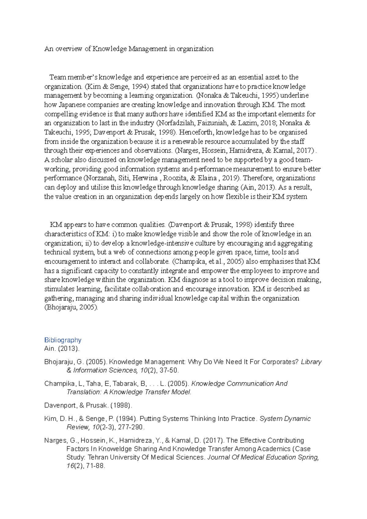 BTM Reference - An overview of Knowledge Management in organization ...