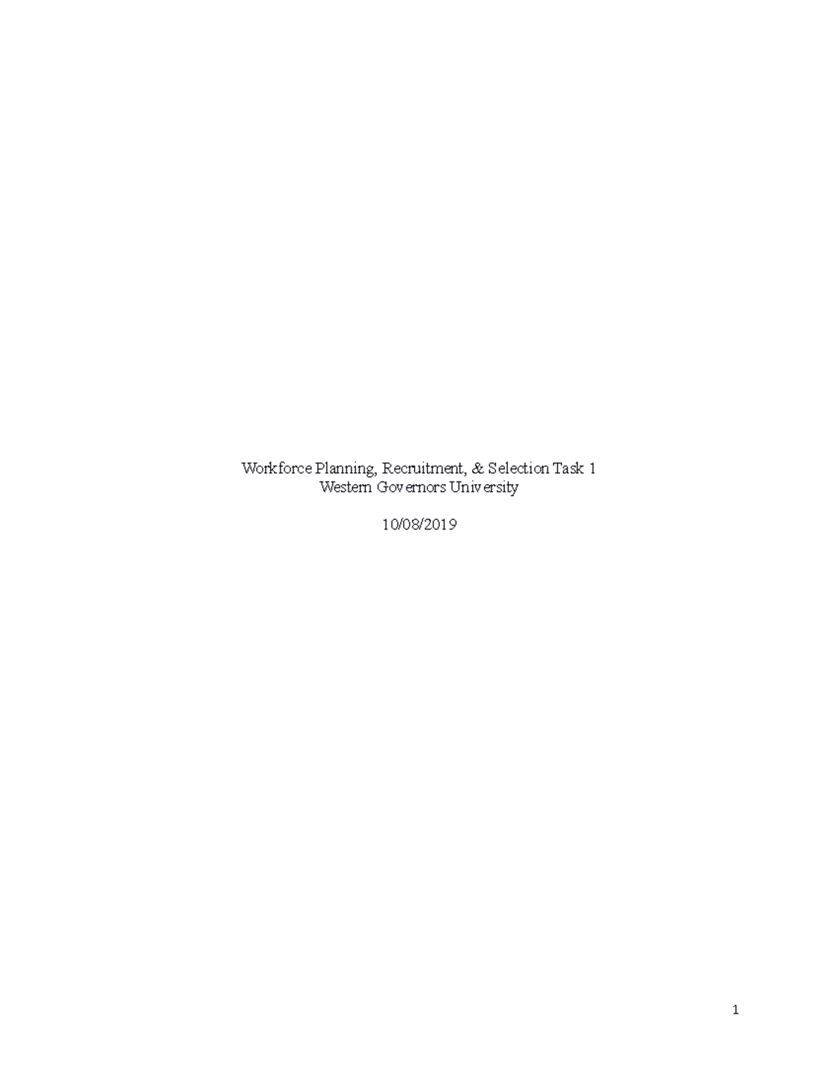 Workforce Planning Task 1 - Workforce Planning, Recruitment ...