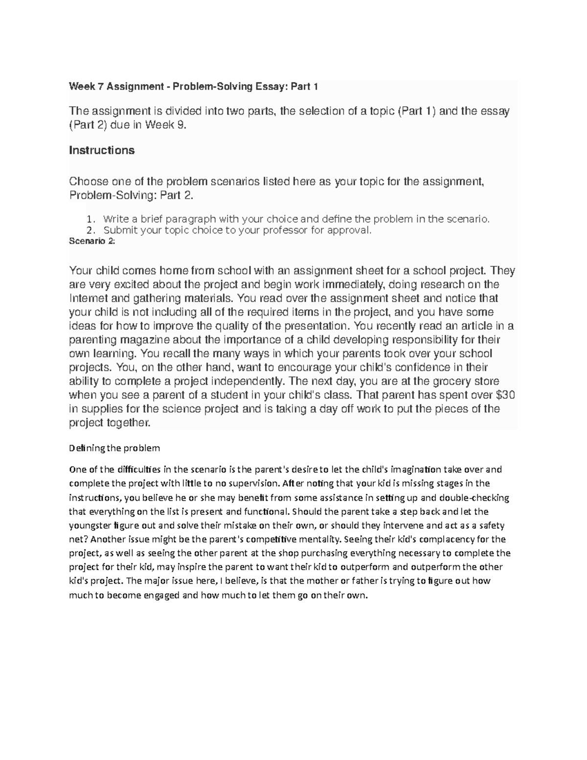 week 7 assignment problem solving essay part 1