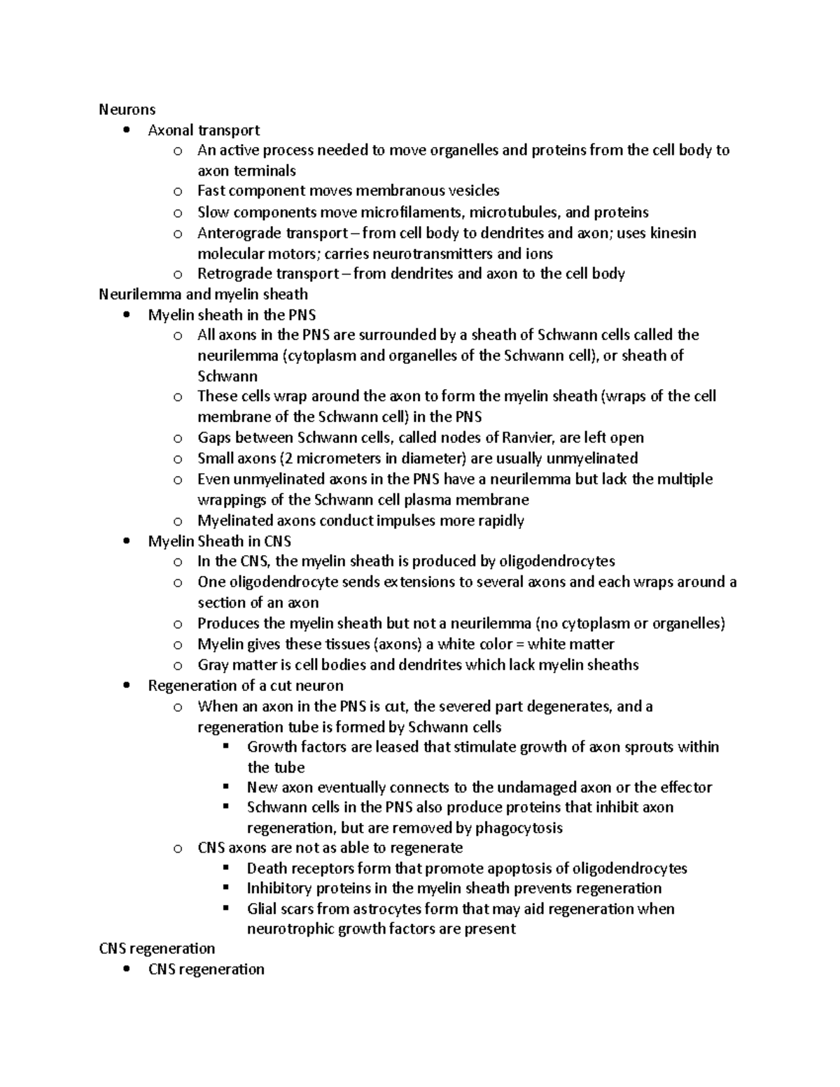 Ch 7 - the nervous system - Neurons Axonal transport o An active ...