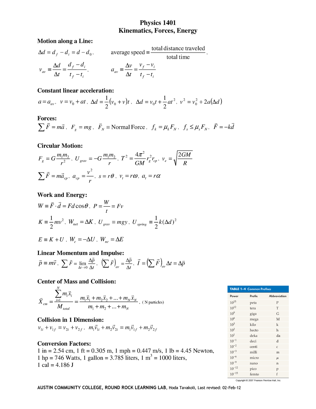 Gen Coll Phys Sheet 1 - Practice materials for general math - Physics ...