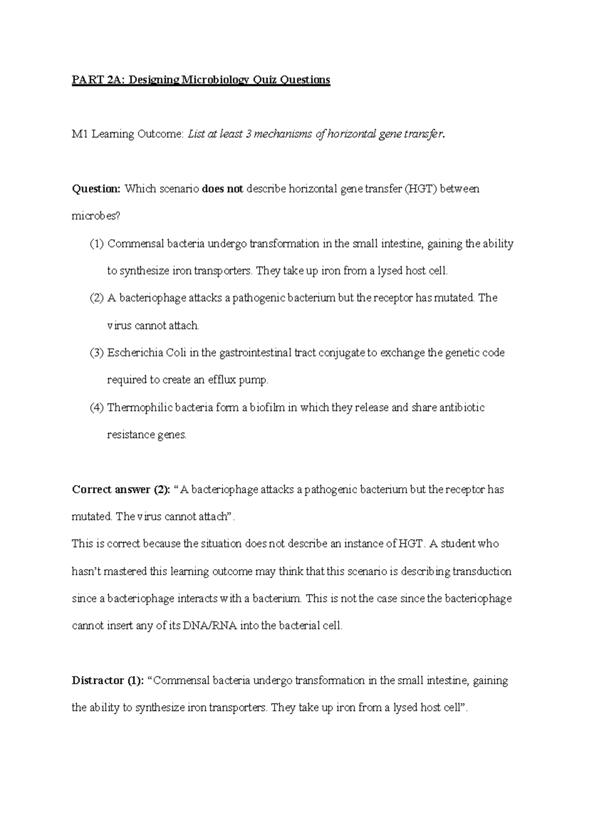 Mcq Assignment Part 2a Designing Microbiology Quiz Questions M1