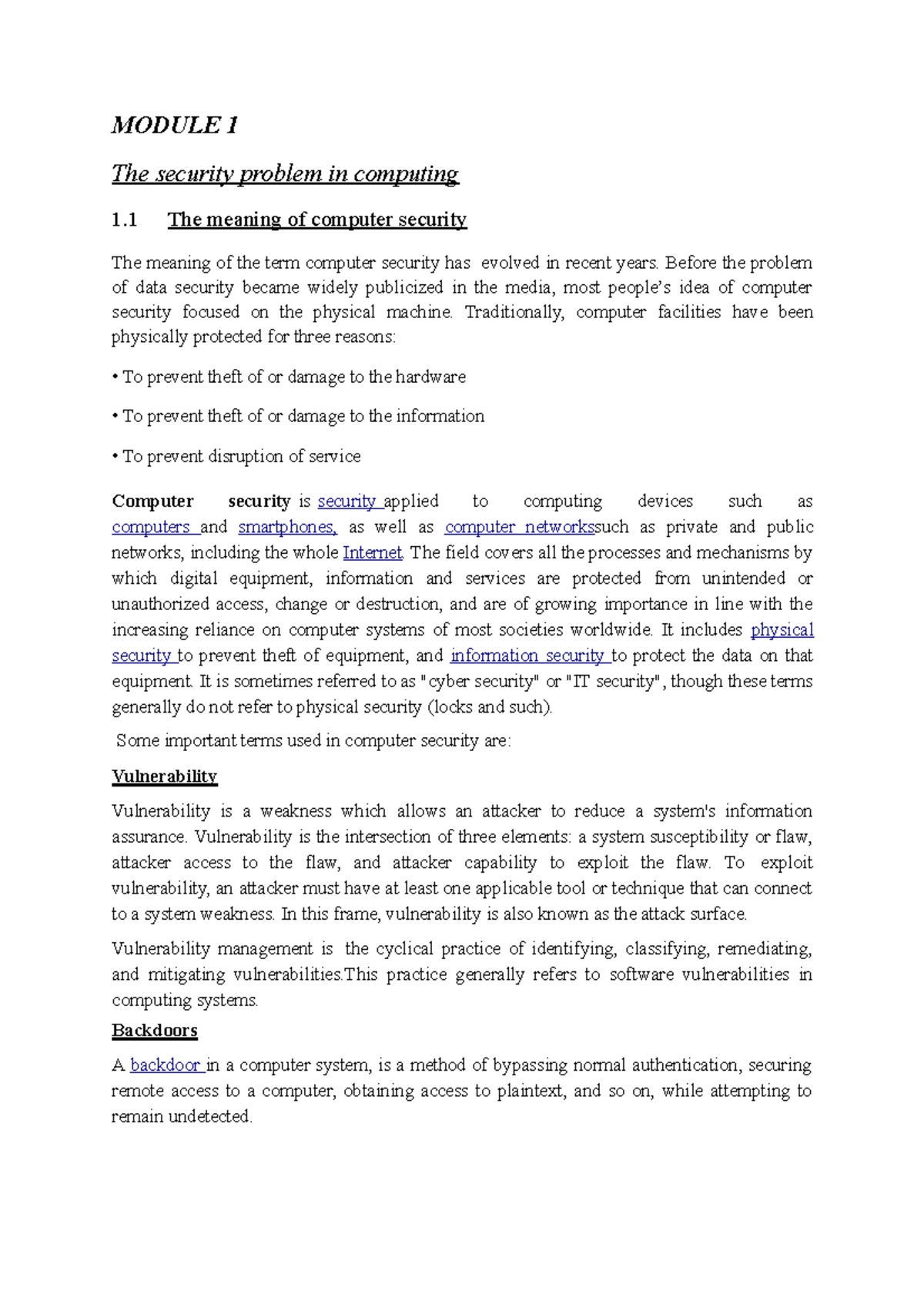 information-security-the-security-problem-in-computing-module-1-the