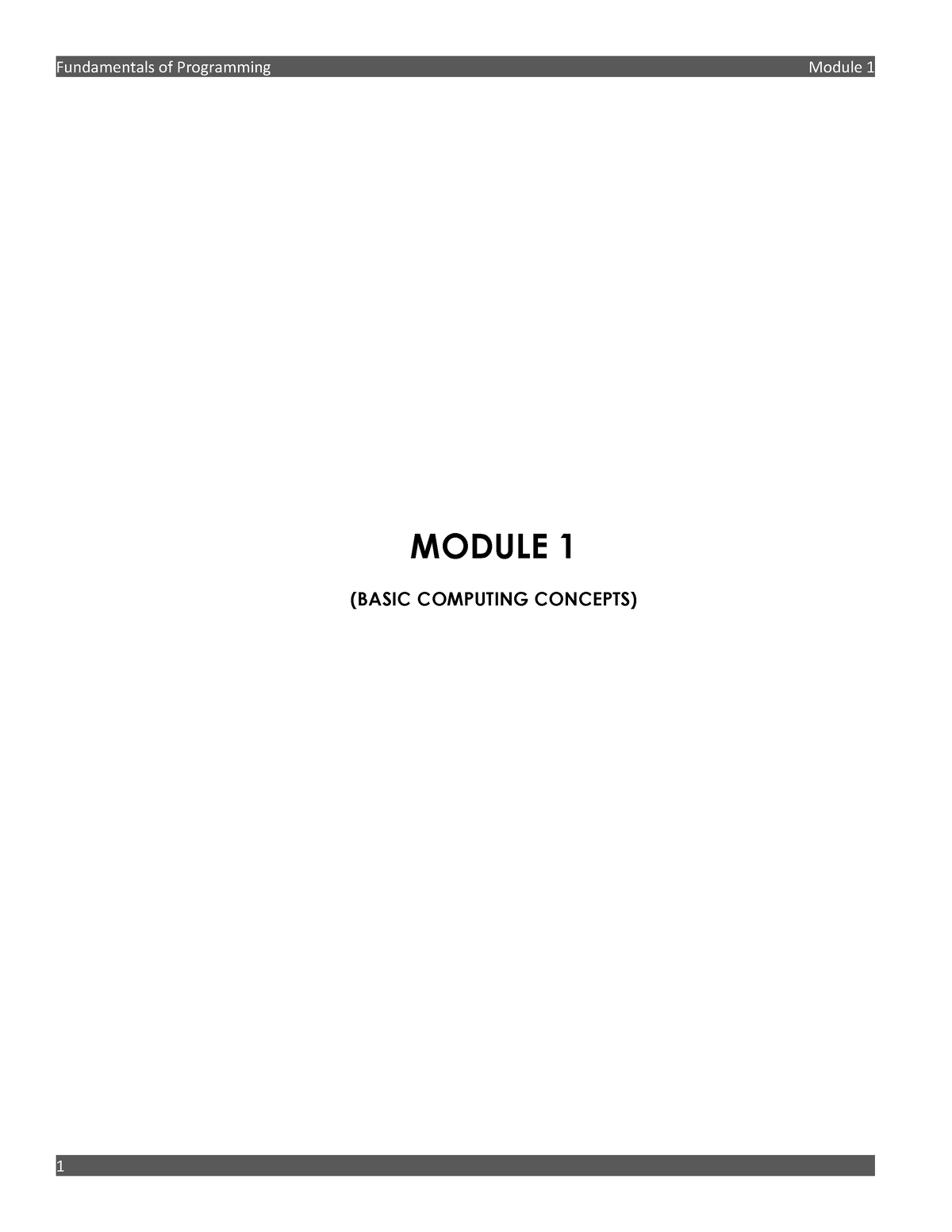 Module 1 - Reviewer - MODULE 1 (BASIC COMPUTING CONCEPTS) Computer ...