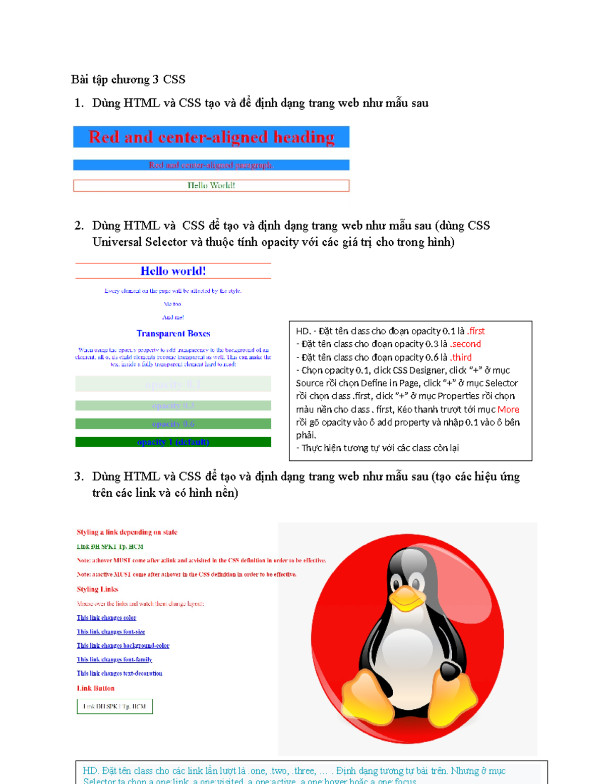 Bài tập chương CSS - BT C4 - Bài tập chương 3 CSS 1. Dùng HTML và CSS ...