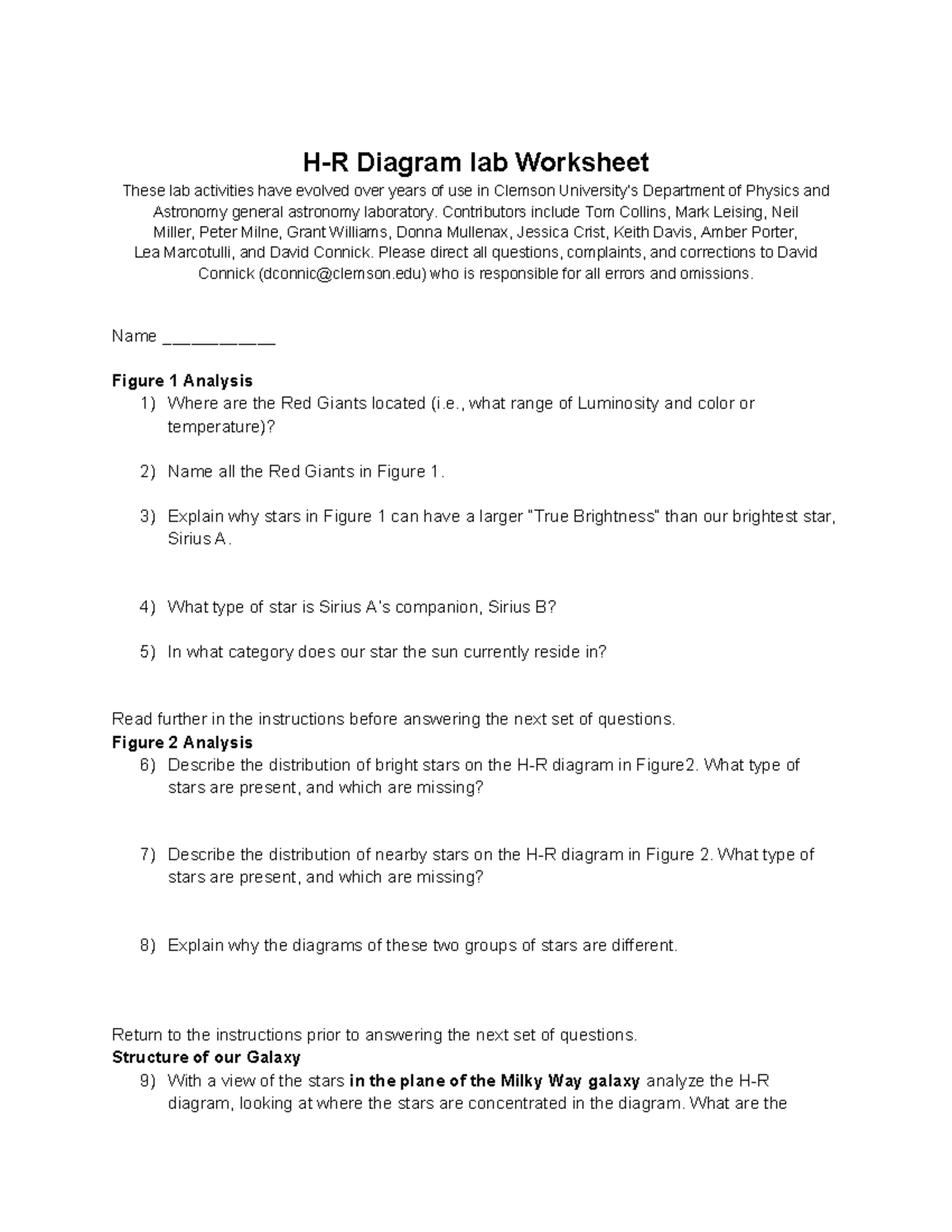 H-R Diagram lab Worksheet - H-R Diagram lab Worksheet These lab ...