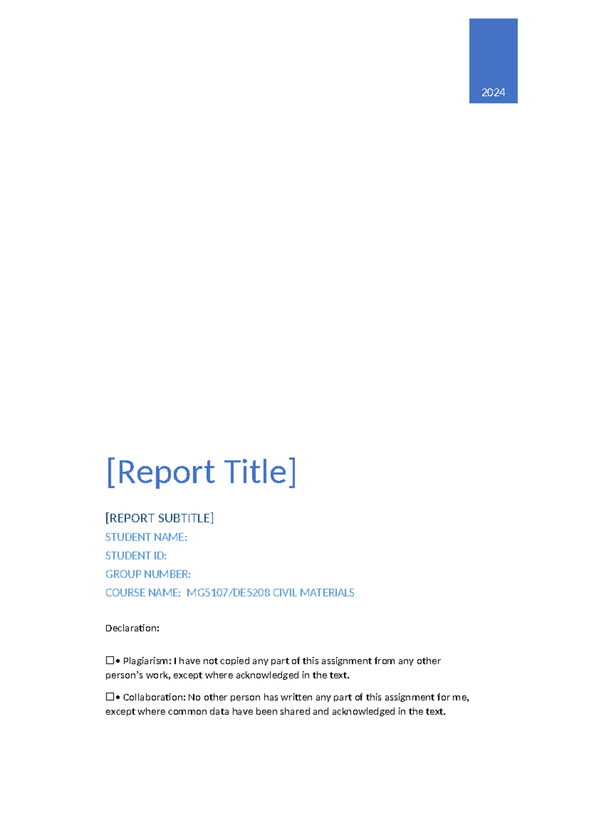 Concrete Lab Report Template 2024 - 2024 [Report Title] [REPORT ...