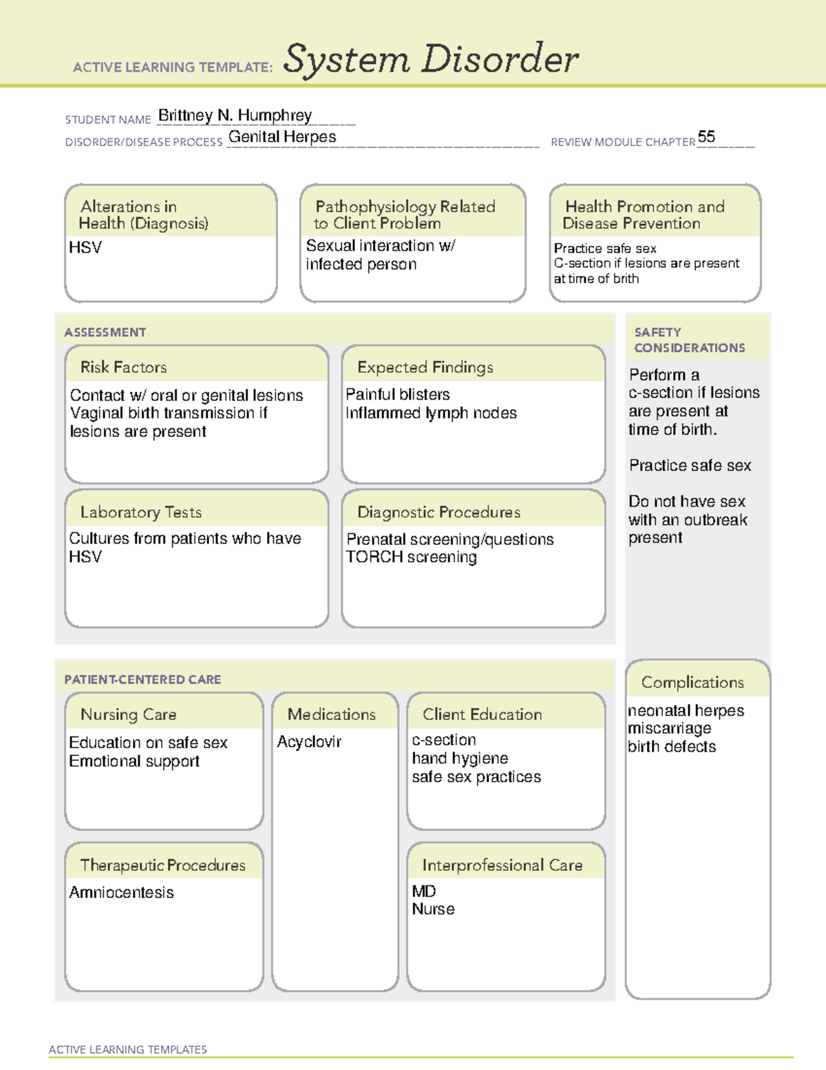 Temp 6 - Med Surg ATI - ACTIVE LEARNING TEMPLATES System Disorder ...