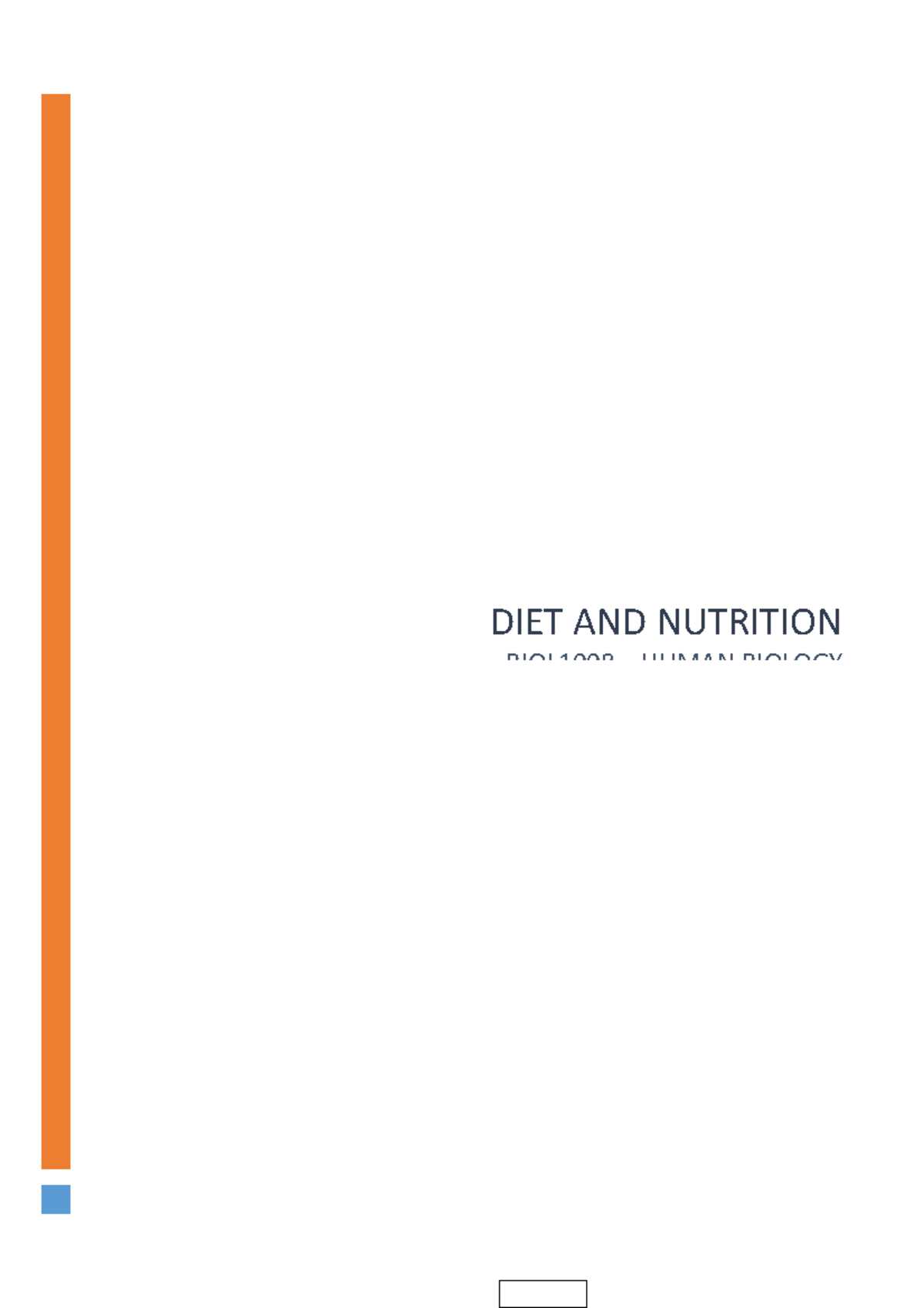 Topic 1 Health And Nutrition - DIET AND NUTRITION BIOL1008 – HUMAN ...