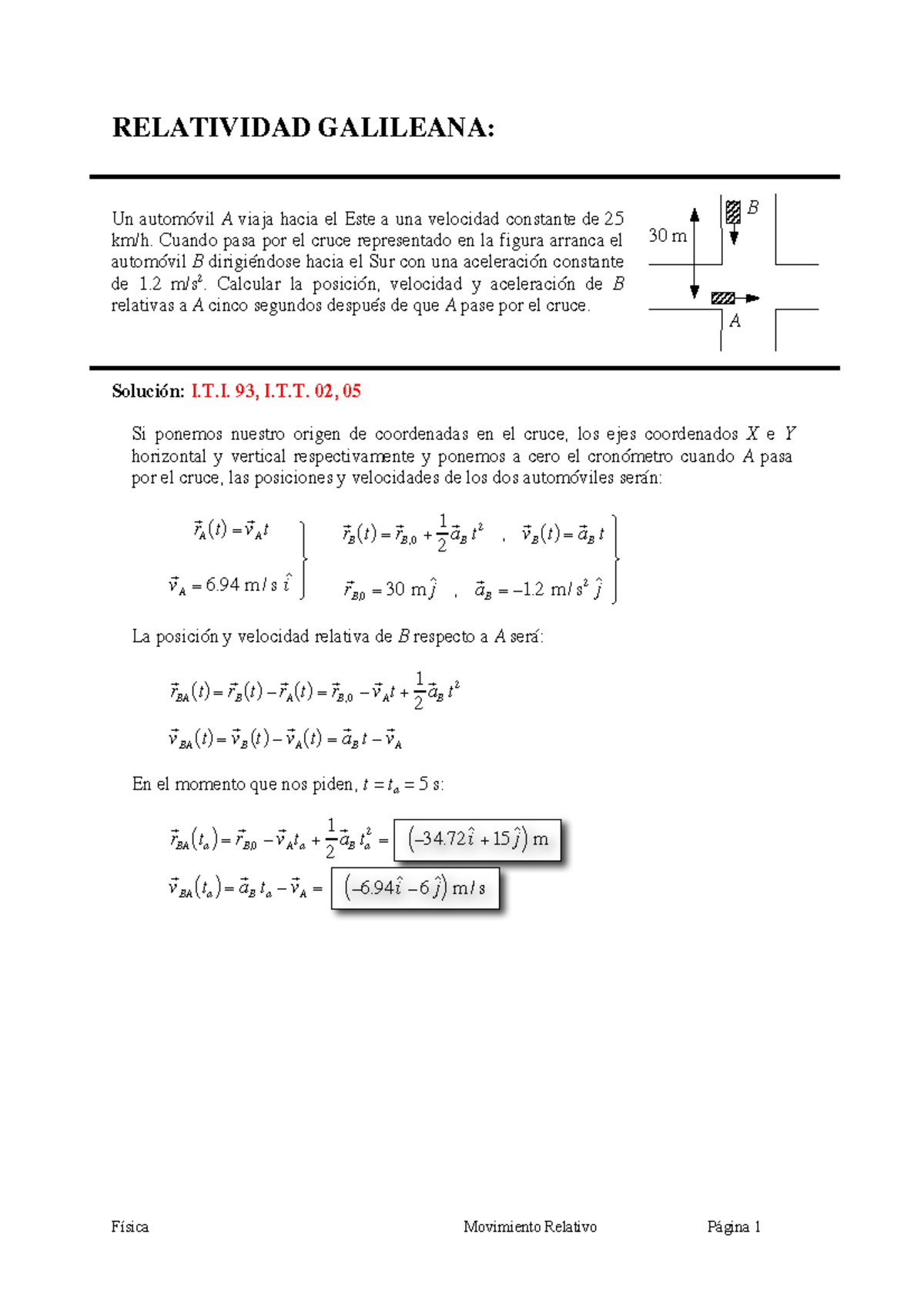 Ejemplos Relatividad Galileana - RELATIVIDAD GALILEANA: Un automóvil A ...