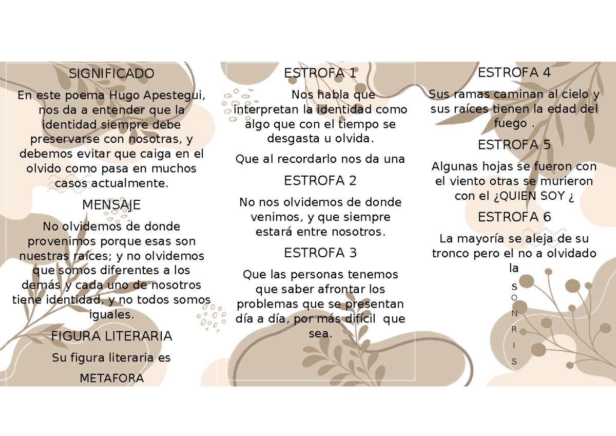 Trip de comu - holi la quiero ,la - ESTROFA 4 Sus ramas caminan al ...