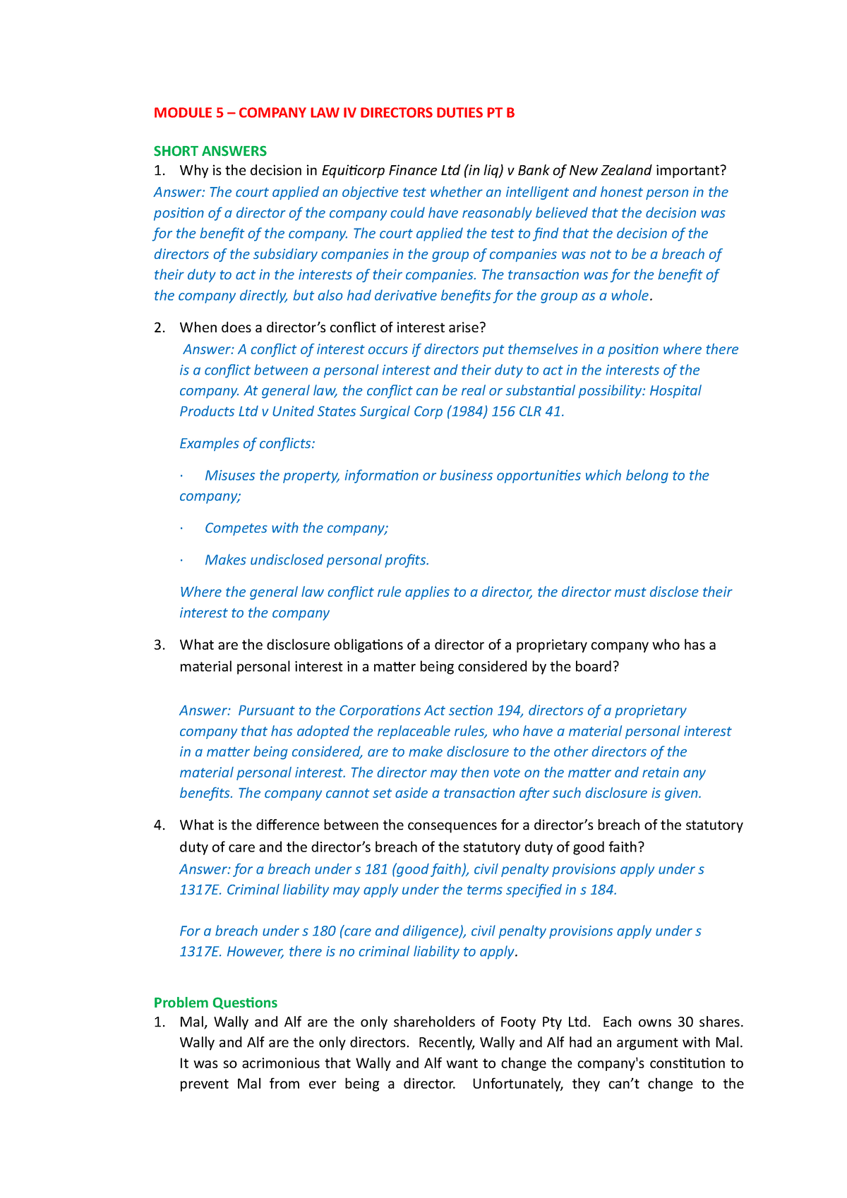 Module 5 - Part IV Tutorial Questions & Answers - MODULE 5