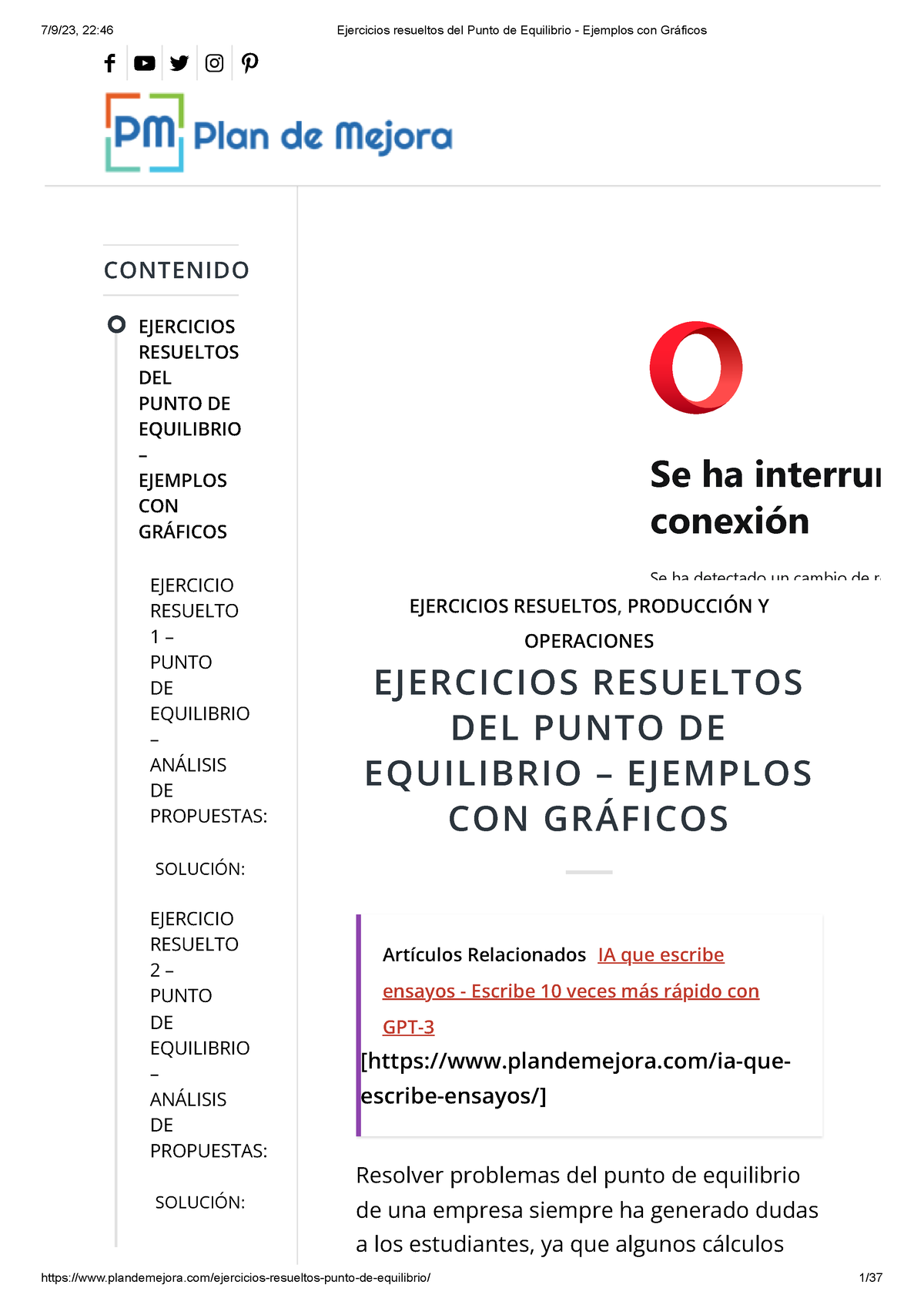 Ejercicios Resueltos Del Punto De Equilibrio - Ejemplos Con Gráficos ...