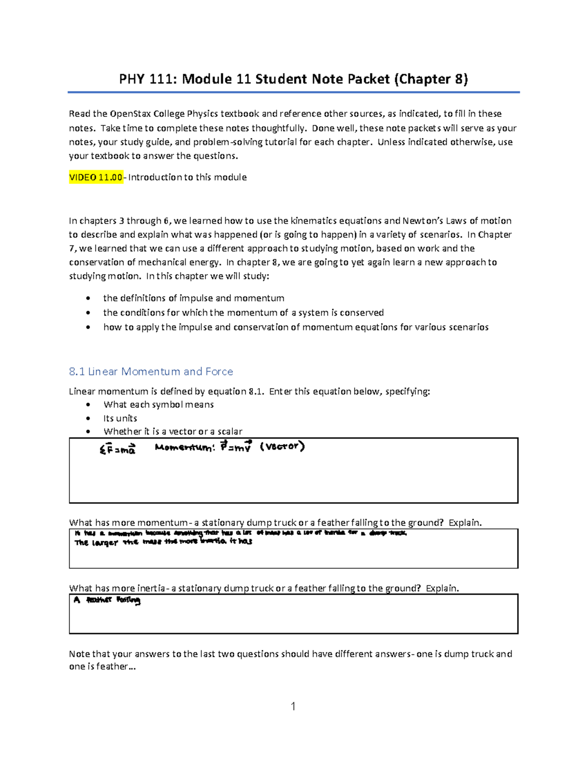 Momentum study quide