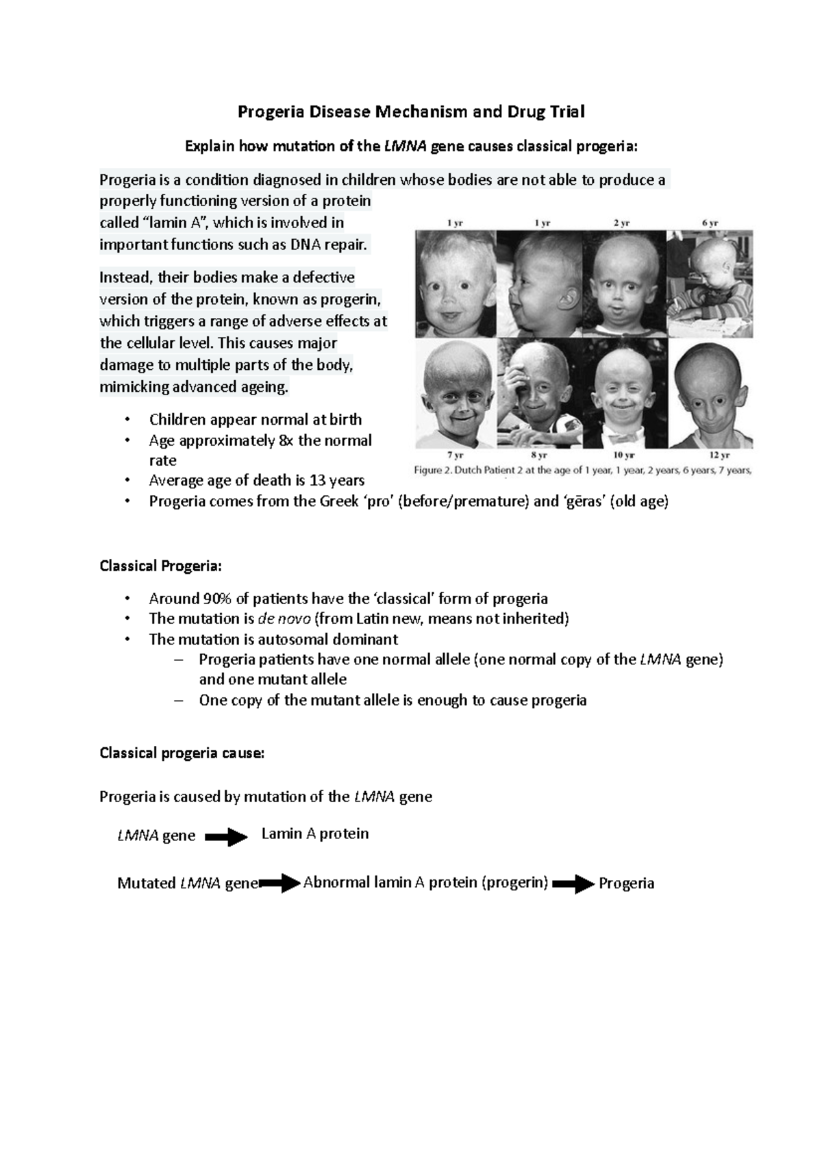 Progeria Disease Mechanism and Drug Trial - Instead, their bodies make ...