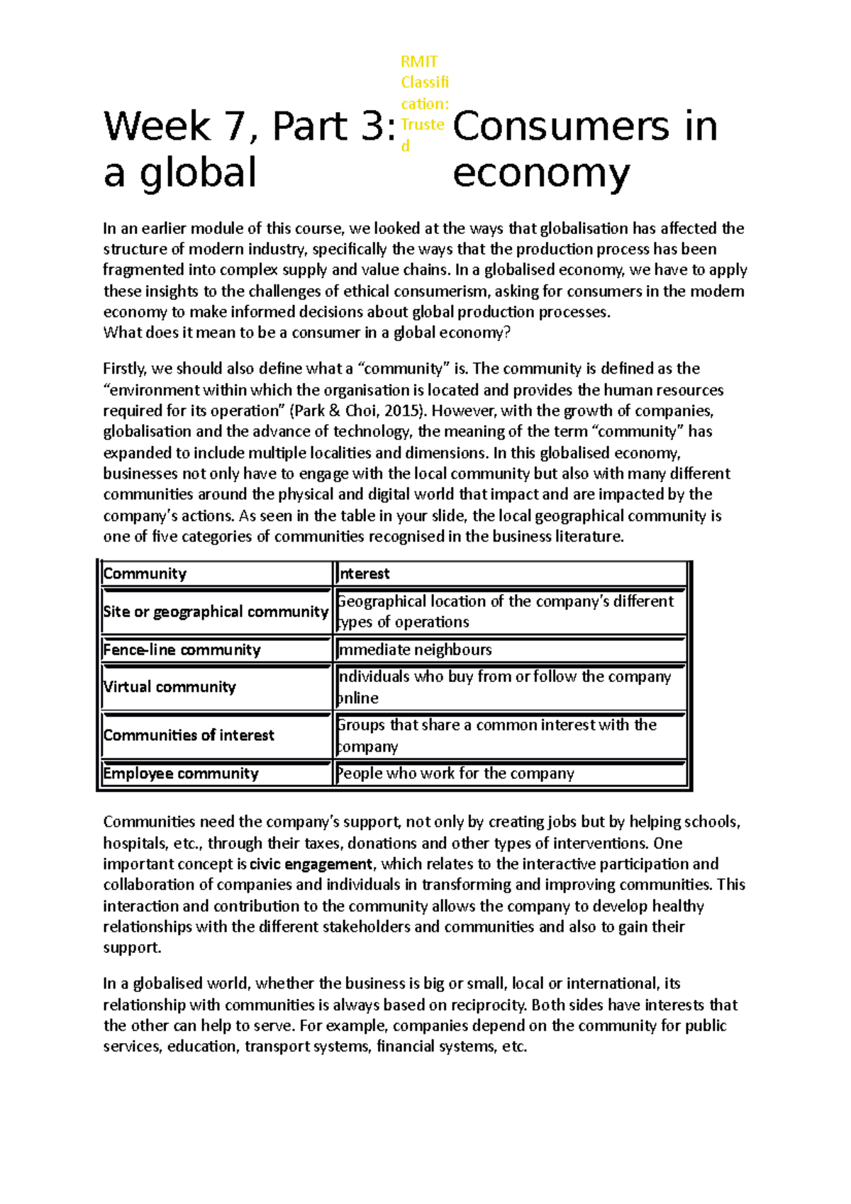 Week 7 Lectures Transcripts - Week 7, Part 3: Consumers In A Global ...