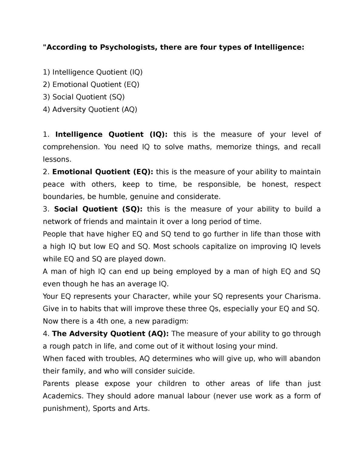 According To Psychologists According To Psychologists There Are Four Types Of Intelligence 0861