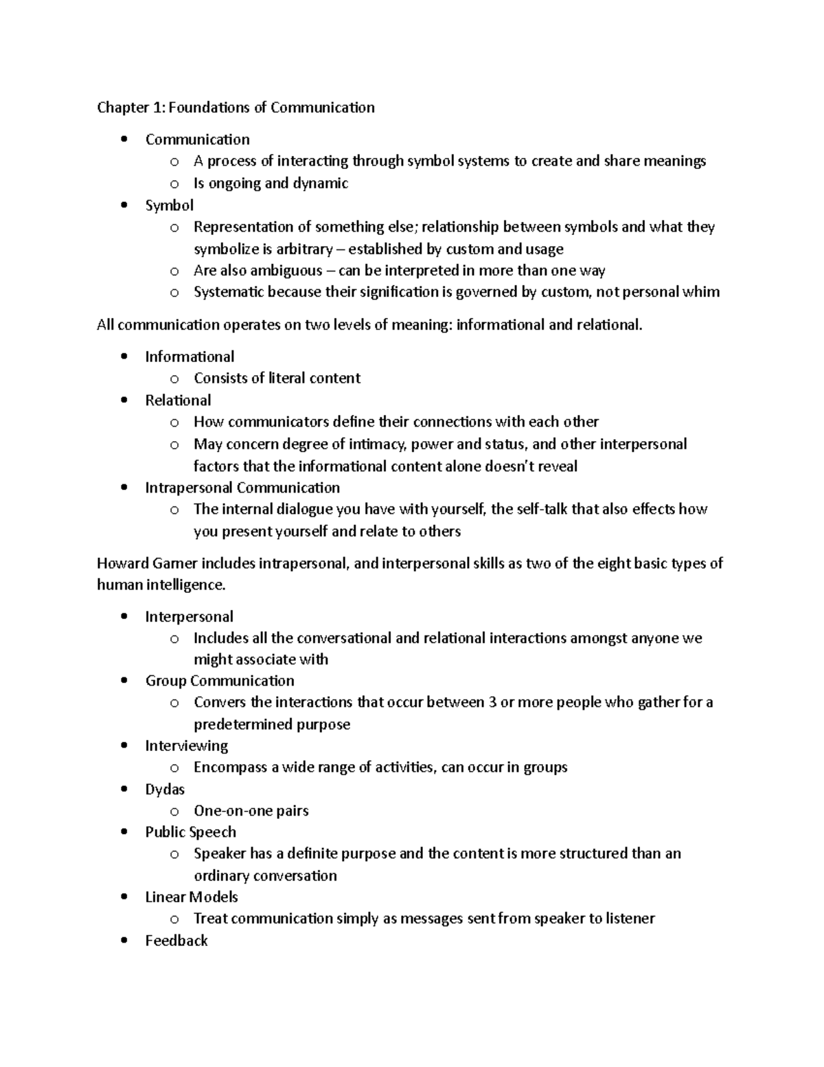 Foundations of Communication Notes - Chapter 1: Foundations of ...