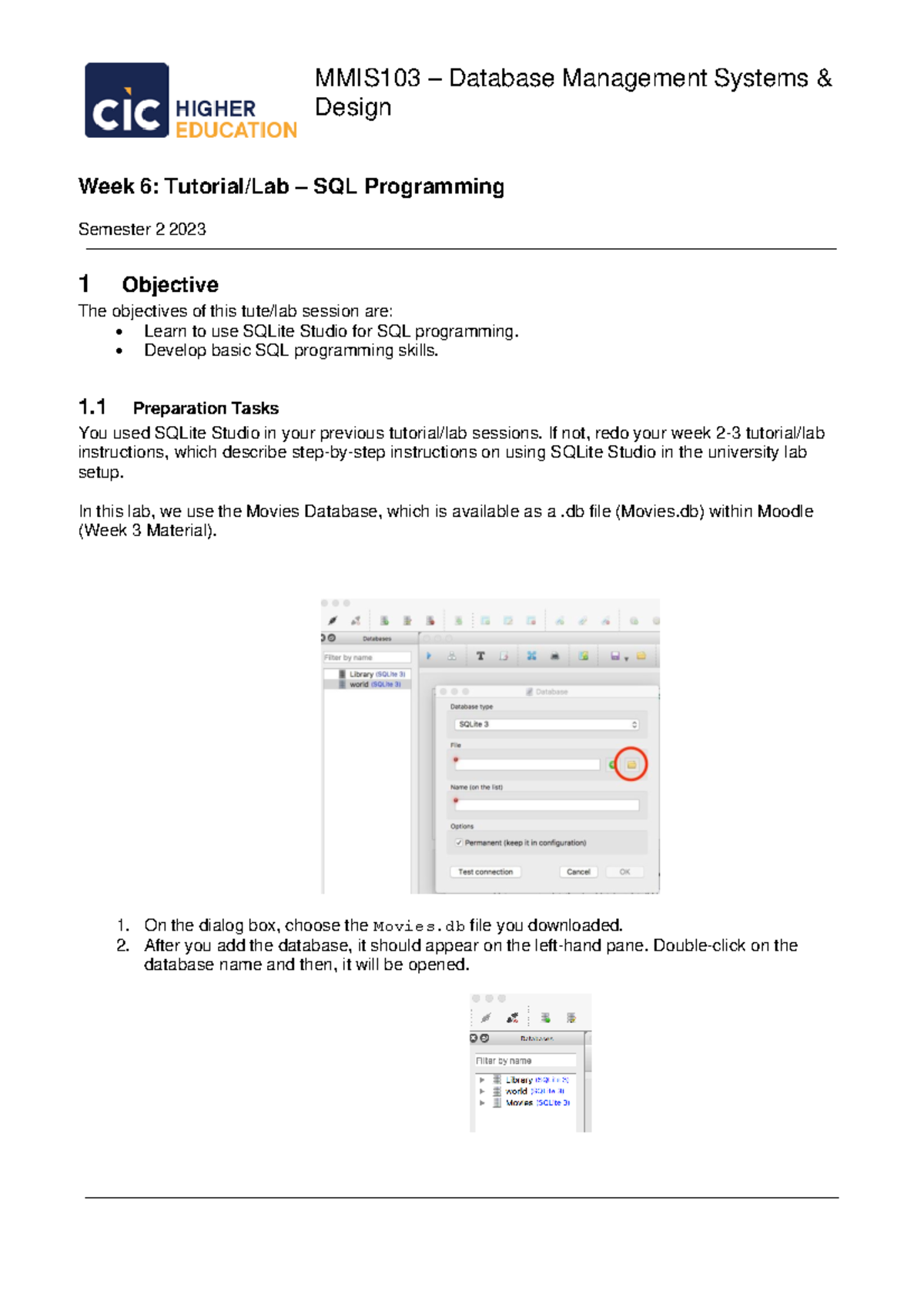 Week 6 Tutorial - D - MMIS103 – Database Management Systems & Design ...