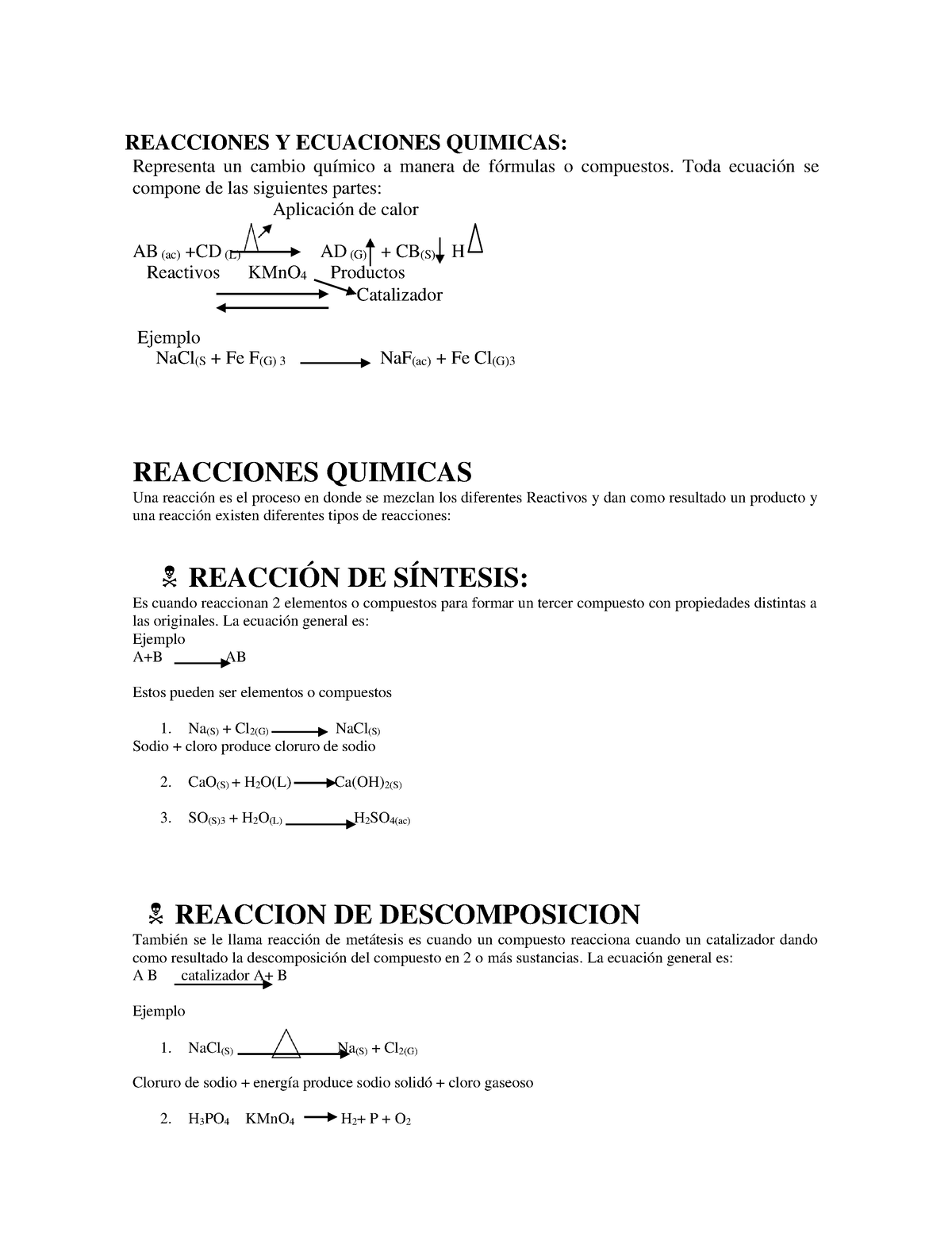 Reacciones Químicas Practice Materials Reacciones Y Ecuaciones Quimicas Representa Un 4171