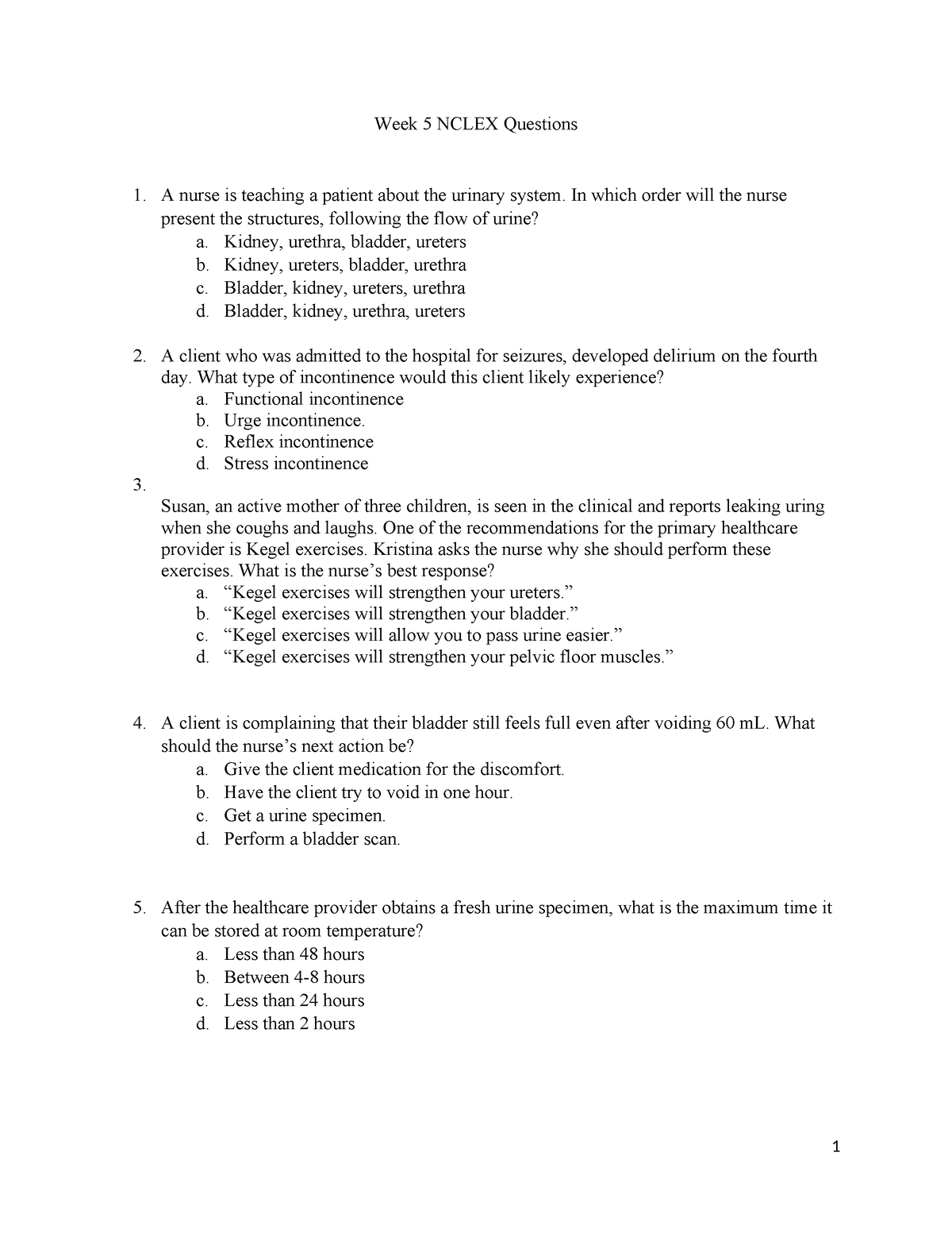 Nclex Review Week 5 Questions - Student Copy - Week 5 NCLEX Questions 1 ...