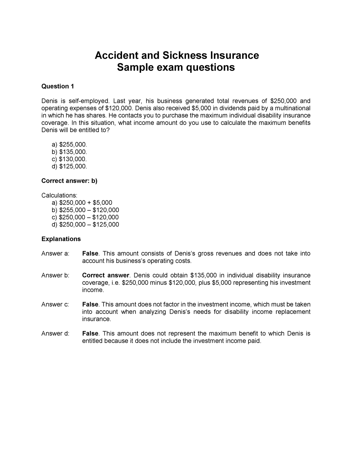 Insurance test 3 - practice materials - Accident and Sickness Insurance ...