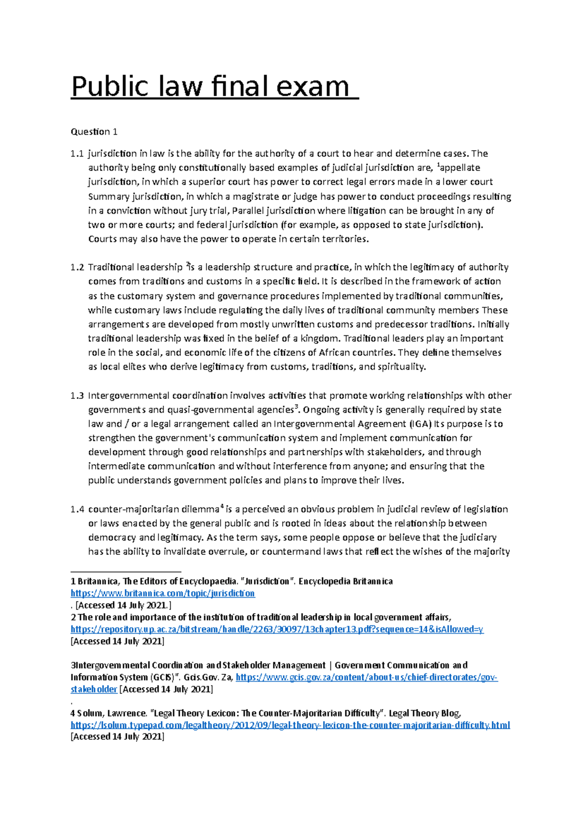 Public law final exam Public law final exam Question 1 1 jurisdiction