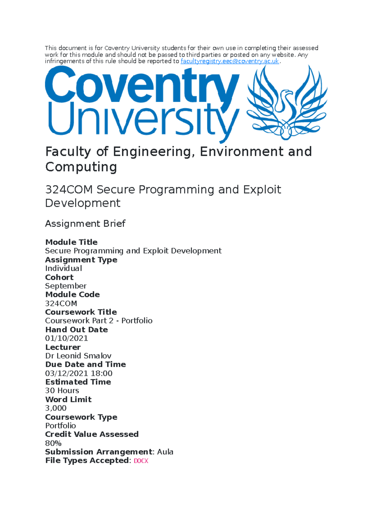 coventry university coursework deferral