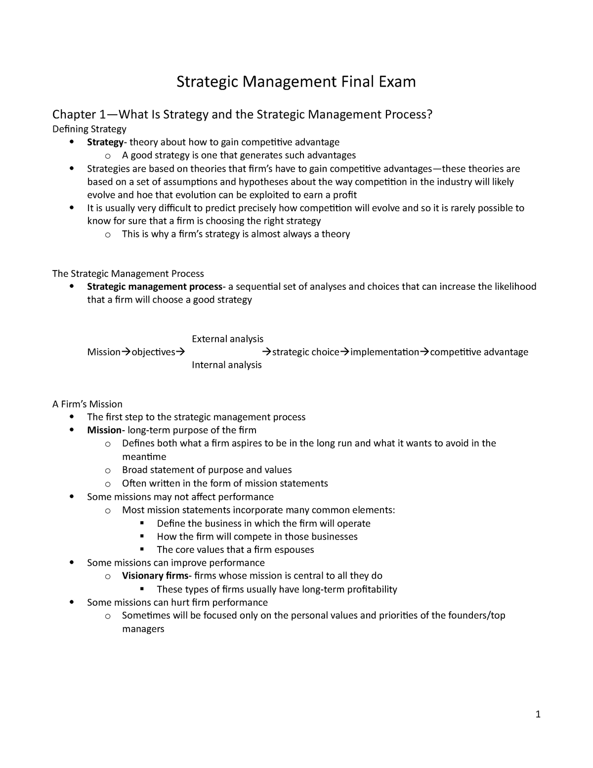 strategic management case study final exam