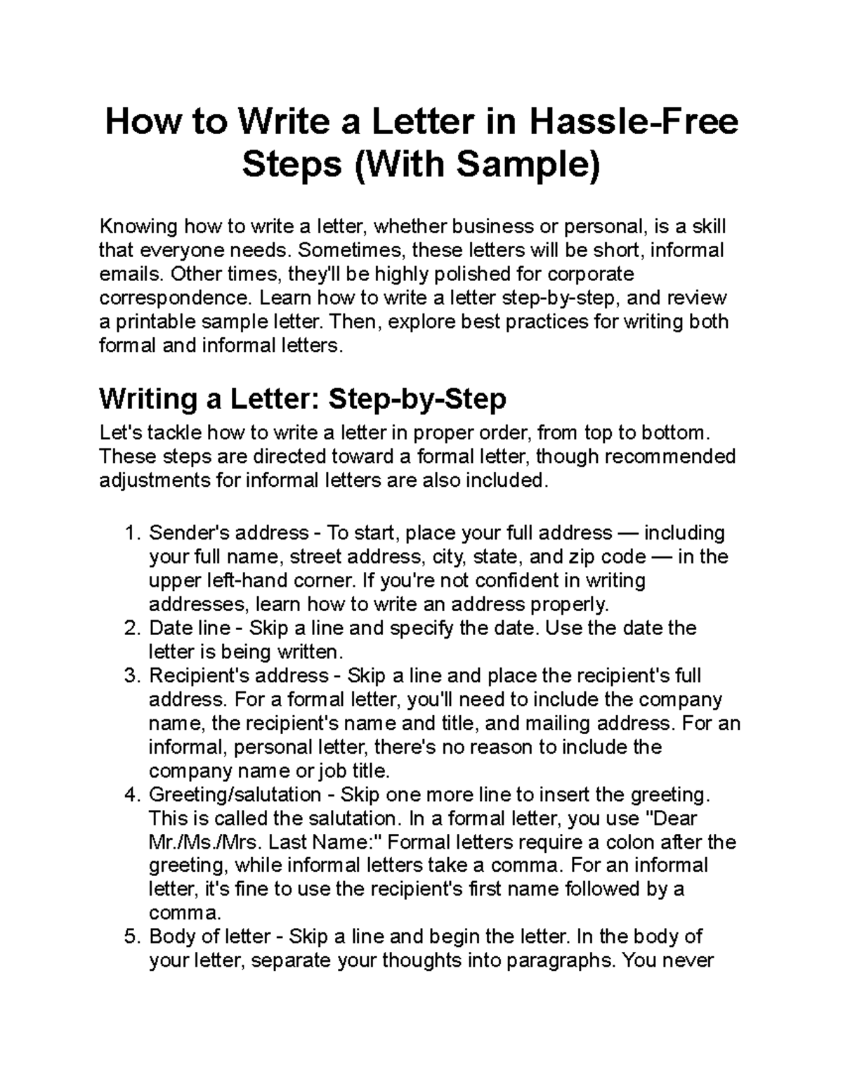 how-to-write-a-letter-in-hassle-free-steps-sometimes-these-letters-will-be-short-informal