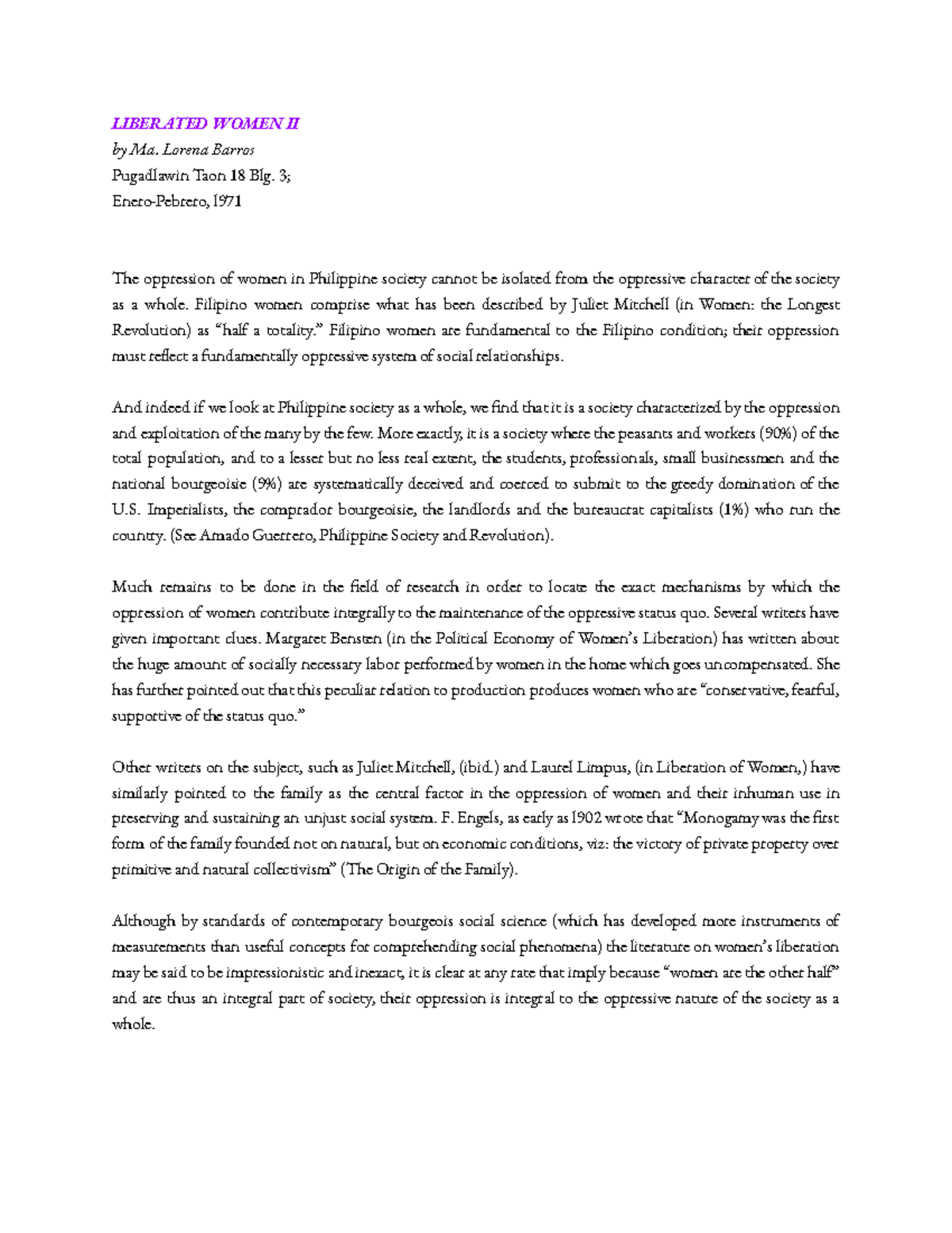 Liberated Women II By Lorena Barros LIBERATED WOMEN II by Ma