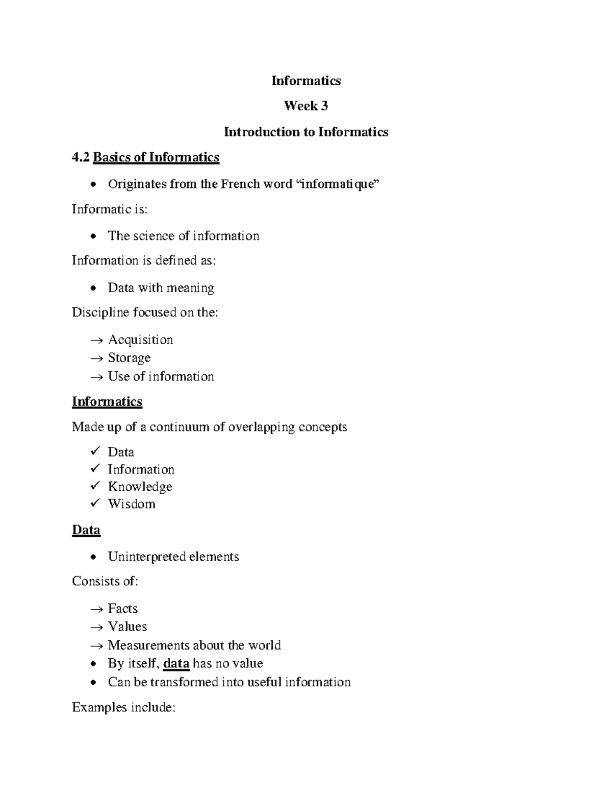 Week 4 Informatics- 4.2 Basics Of Informatics - Informatics Week 3 ...