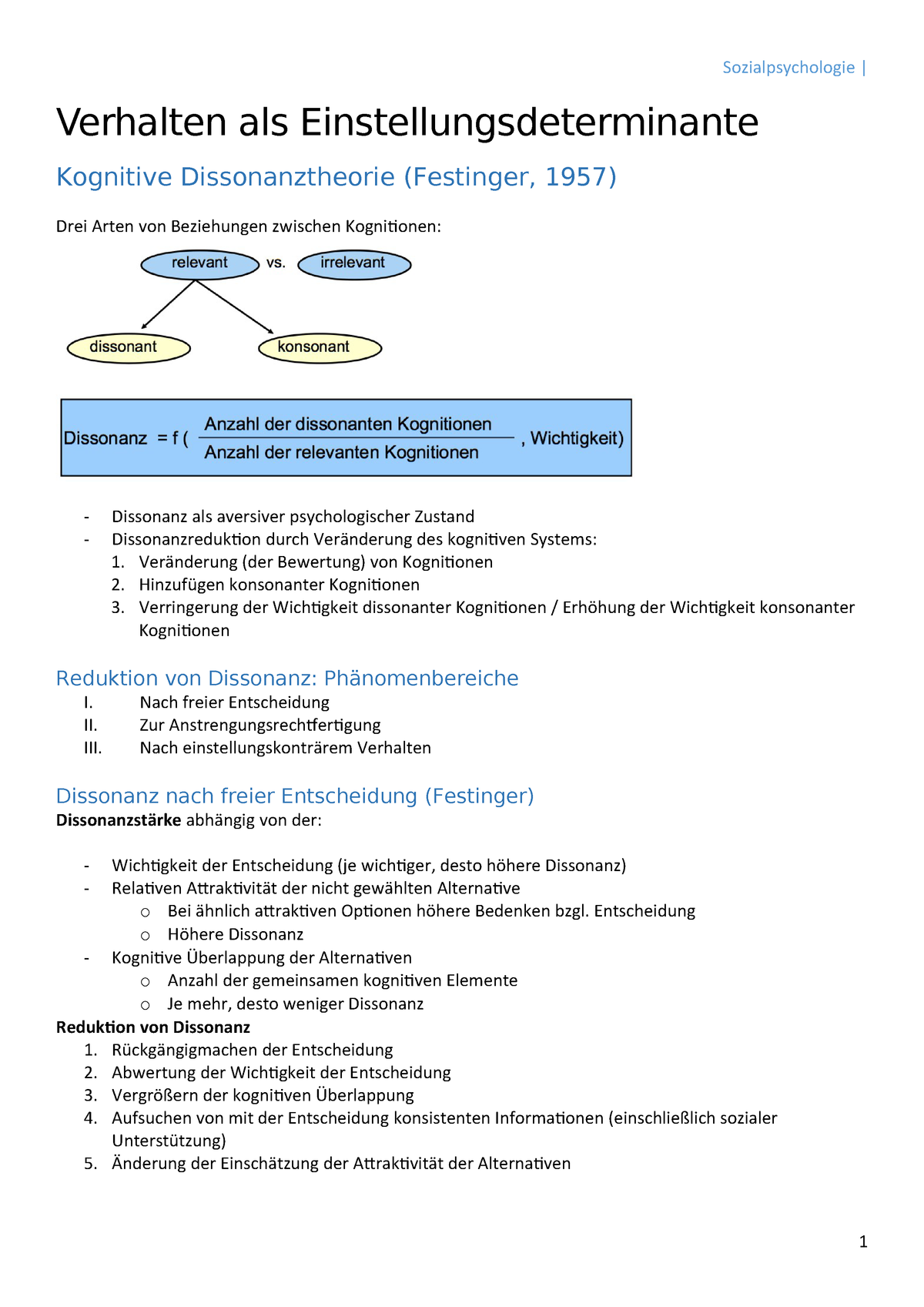 512 - Verhalten als Einstellungsdeterminante Sozialpsychologie