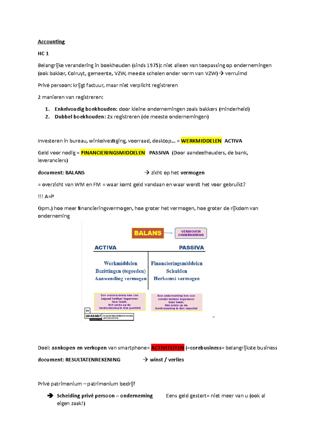 Samenvatting Accounting - Accounting HC 1 Belangrijke Verandering In ...