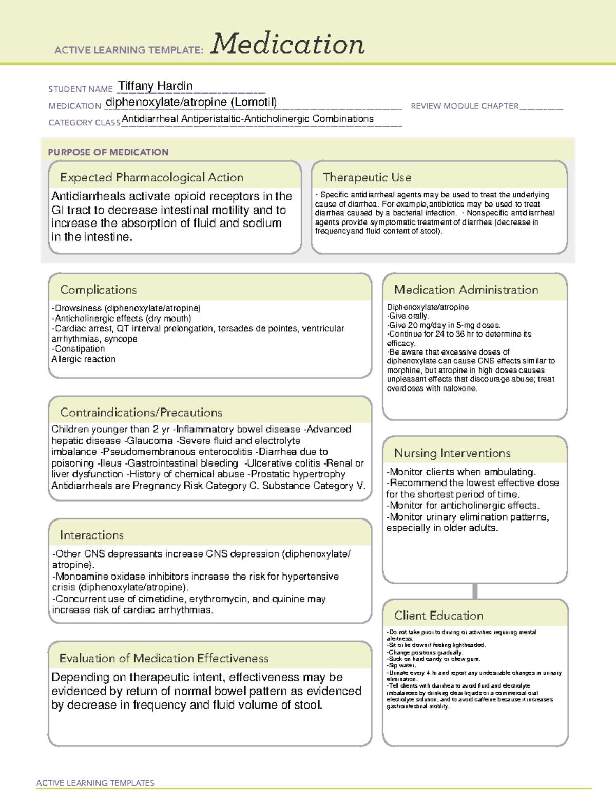 Diphenoxylate - drug card - ACTIVE LEARNING TEMPLATES Medication ...