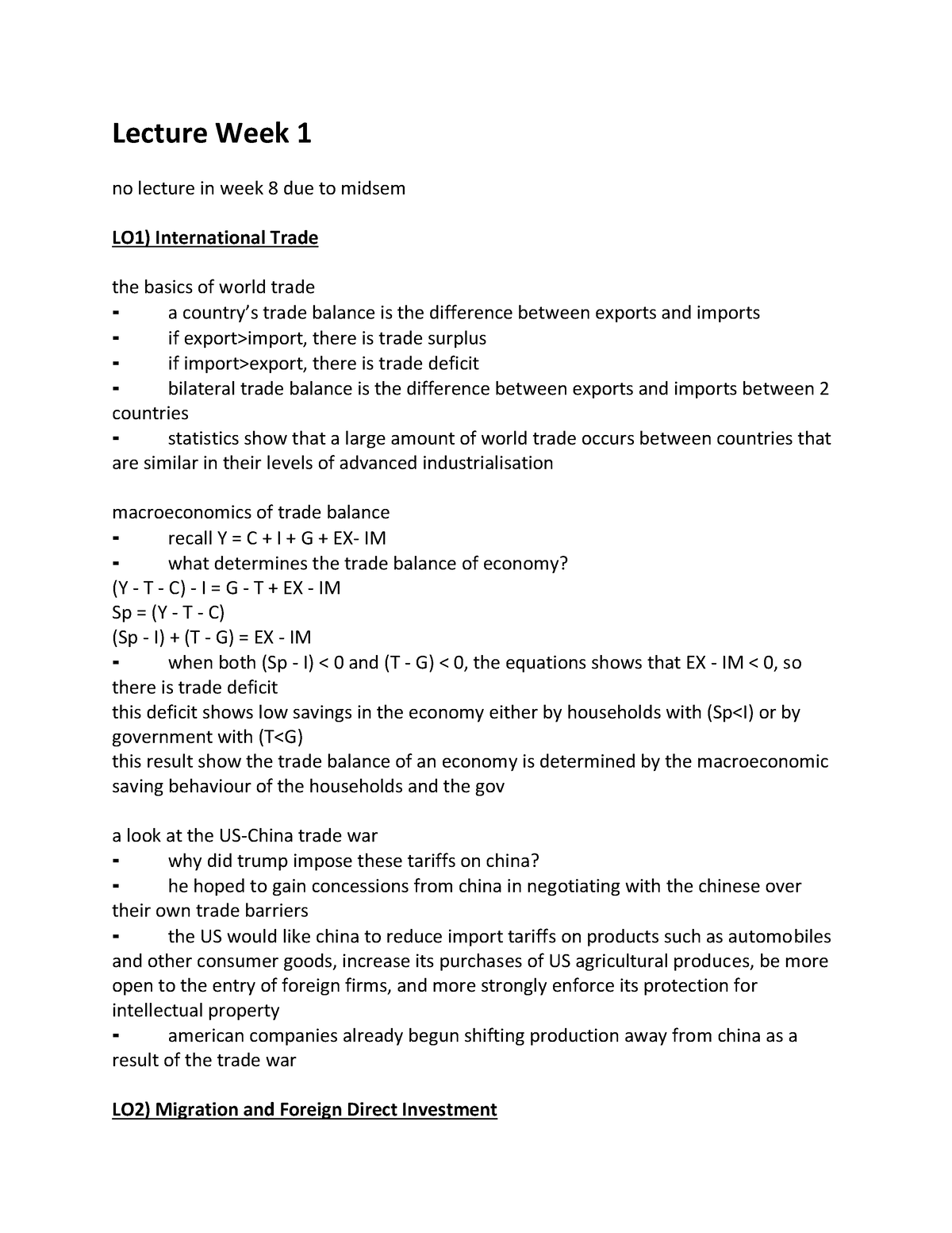 Ecos3006 Lecture Week 1-4 - Lecture Week 1 No Lecture In Week 8 Due To 