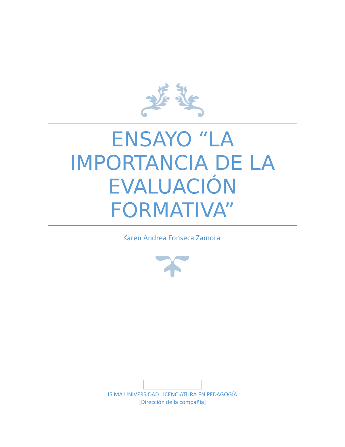 Ensayo Importancia De La Evaluacion Formativa Ensayo “la Importancia De La EvaluaciÓn 