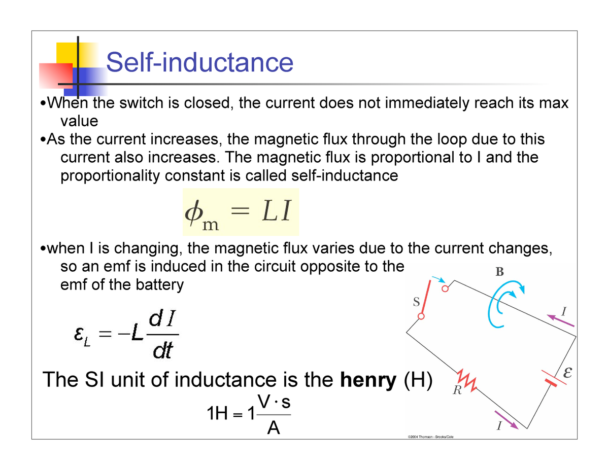 Self inductance project - Self-inductance 53 • When the switch is ...