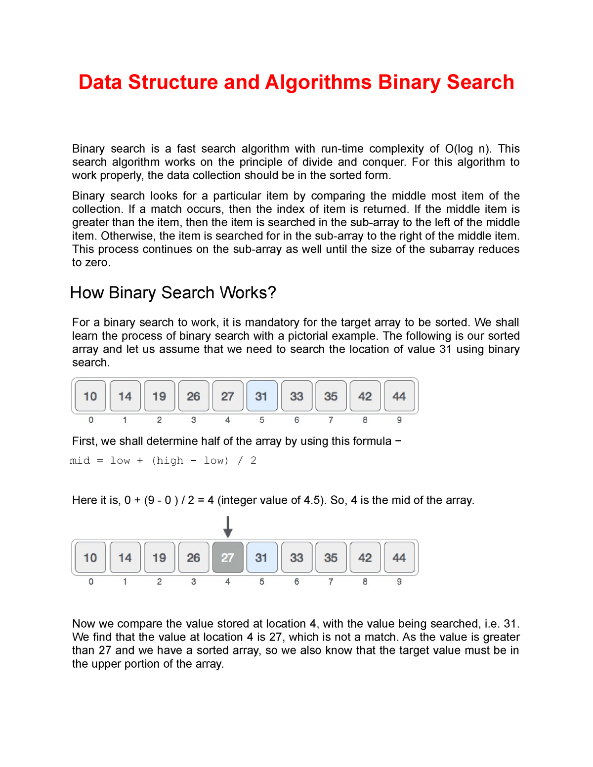 Data Structure And Algorithms Binary Search - This Search Algorithm ...