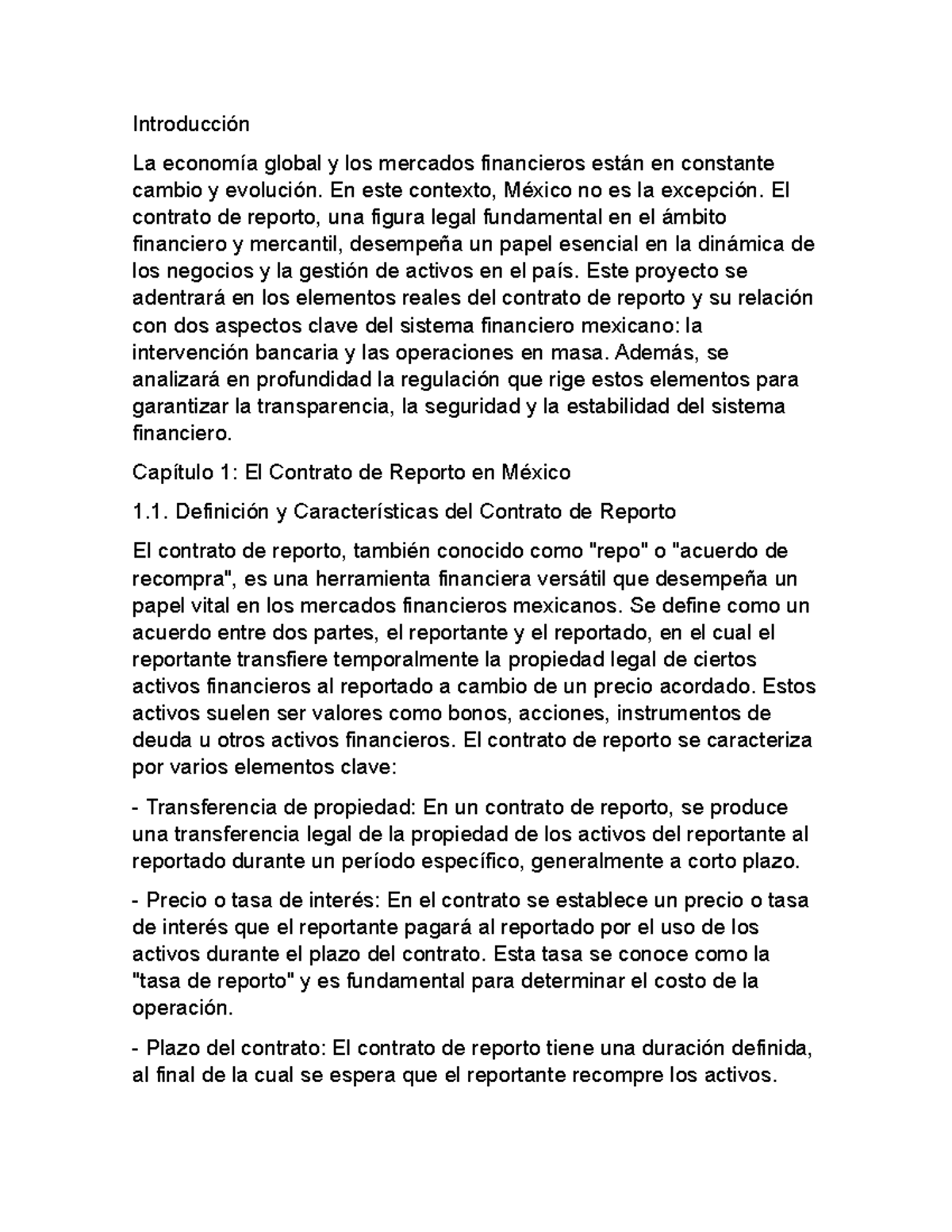 Contrato reporto - Introducción La economía global y los mercados ...