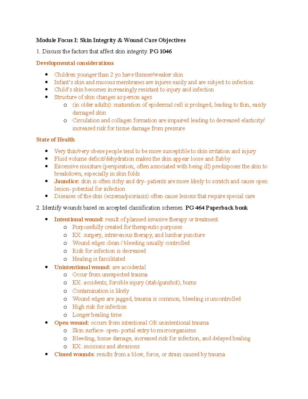 Skin integrity and Wound Care Module Focus I Skin Integrity & Wound